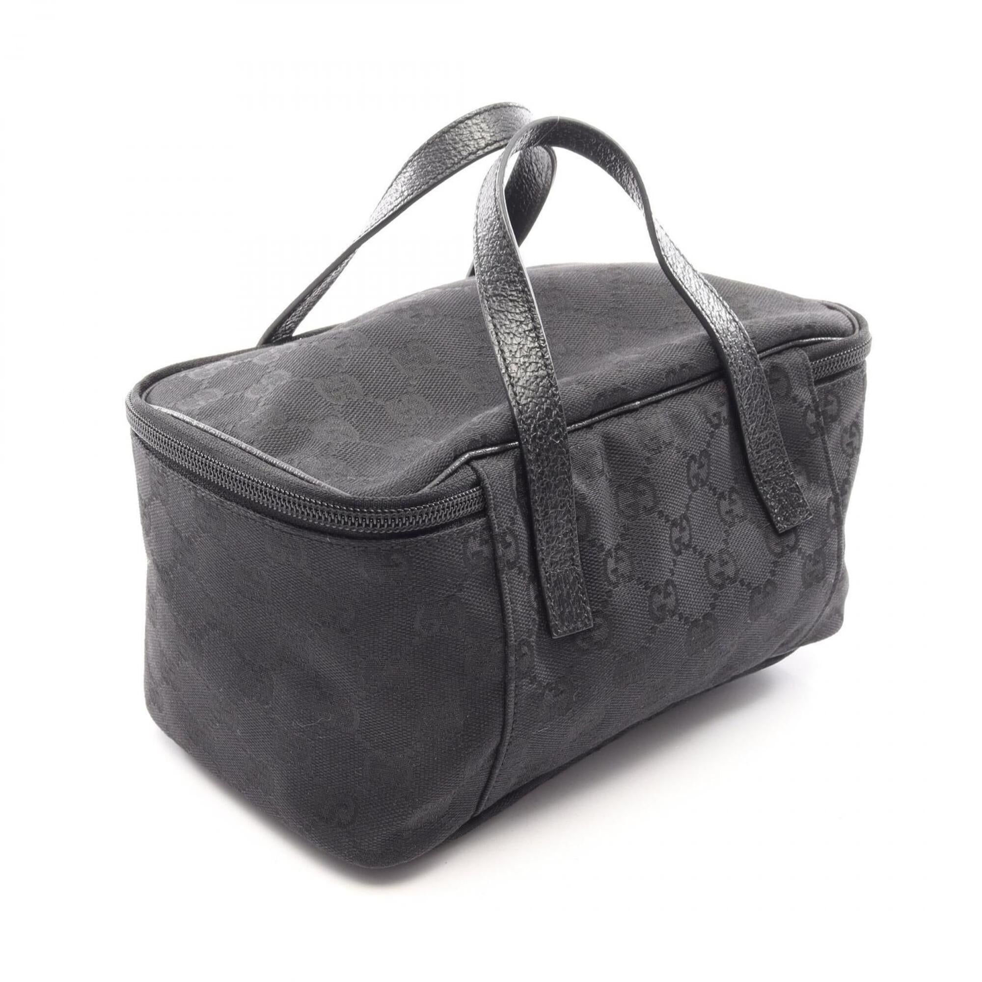 Gucci Gg Canvas Black Gg Canvas Leather Handbag (Pre-Owned)