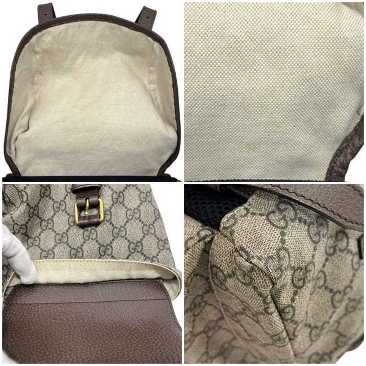 Gucci Sherry Line Beige Brown Gg Supreme Backpack (Pre-Owned)
