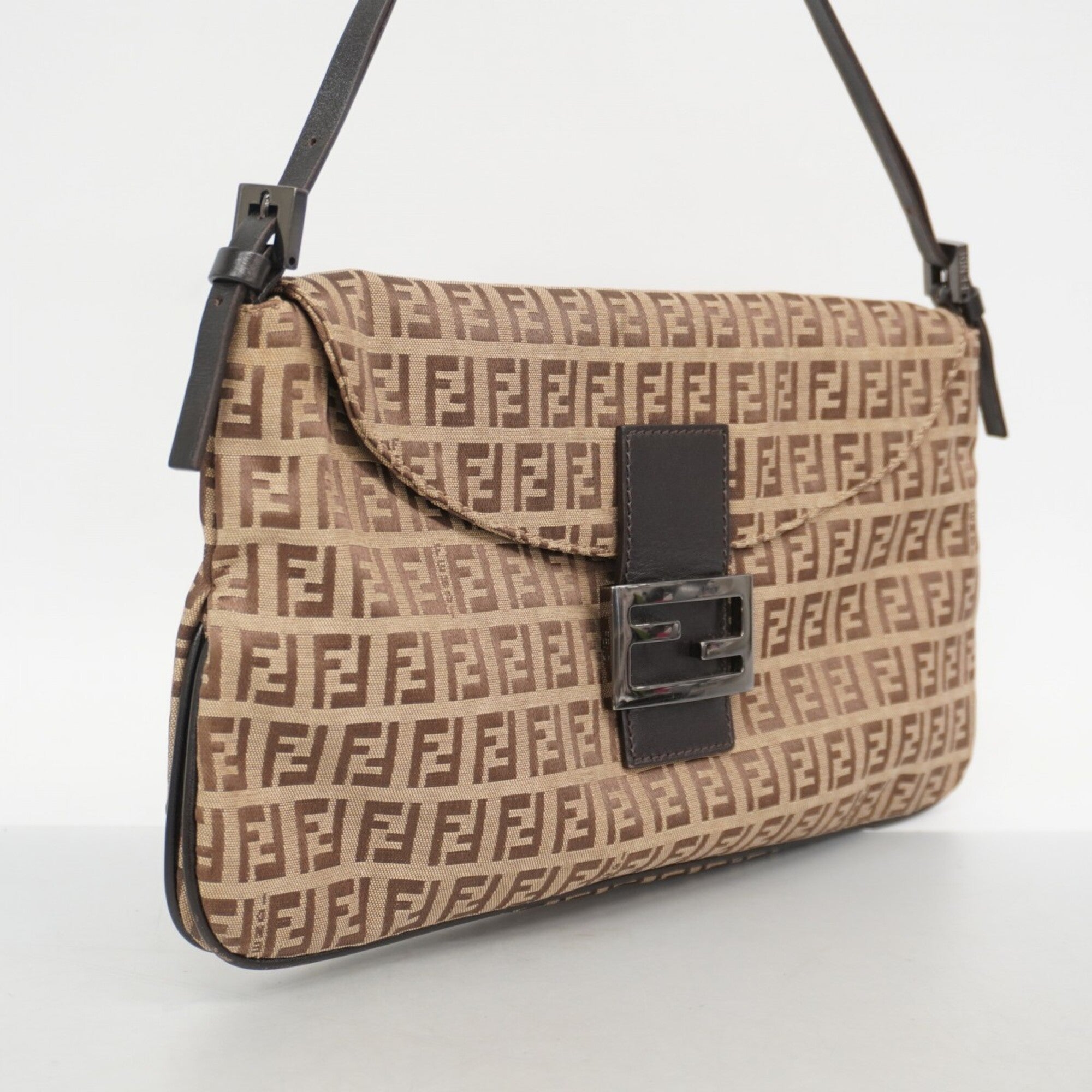 Fendi Brown Nylon Canvas Shoulder Bag (Pre-Owned)