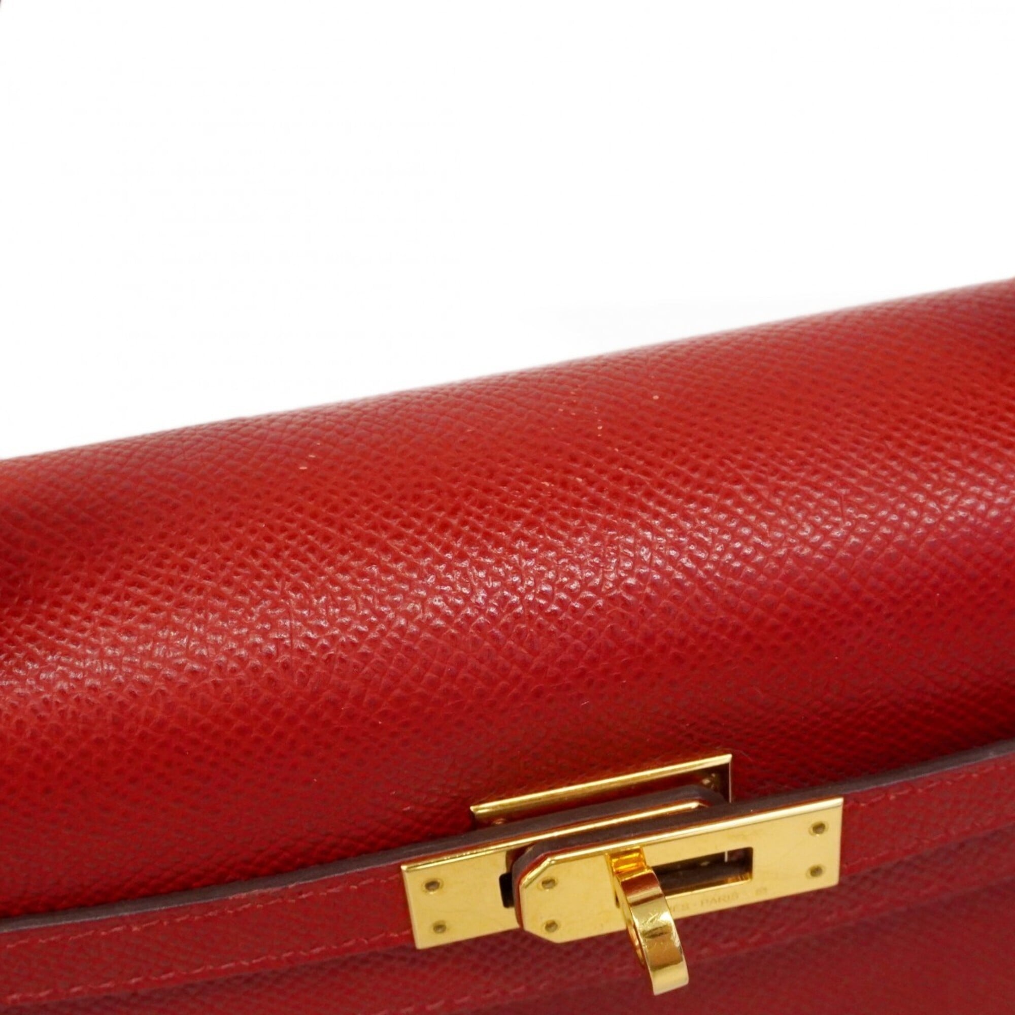 Hermes Rouge Casaque Epsom Leather Handbag (Pre-Owned)
