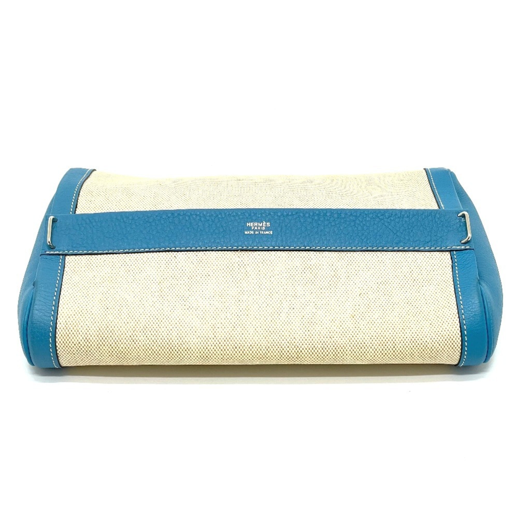 Hermes Equi Blue Paradise Toile H Taurillon Clemence Leather Clutch Bag Pouch (Pre-Owned)