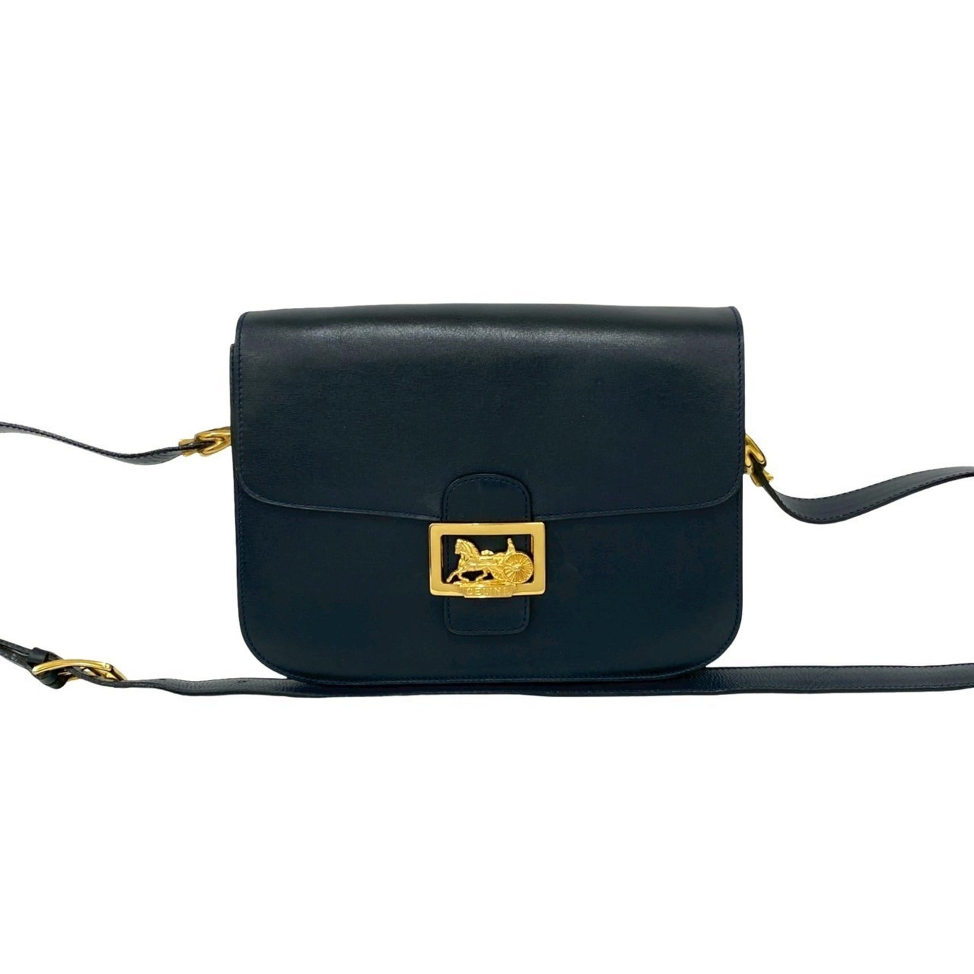 Celine Navy Leather Pochette Shoulder Bag (Pre-Owned)