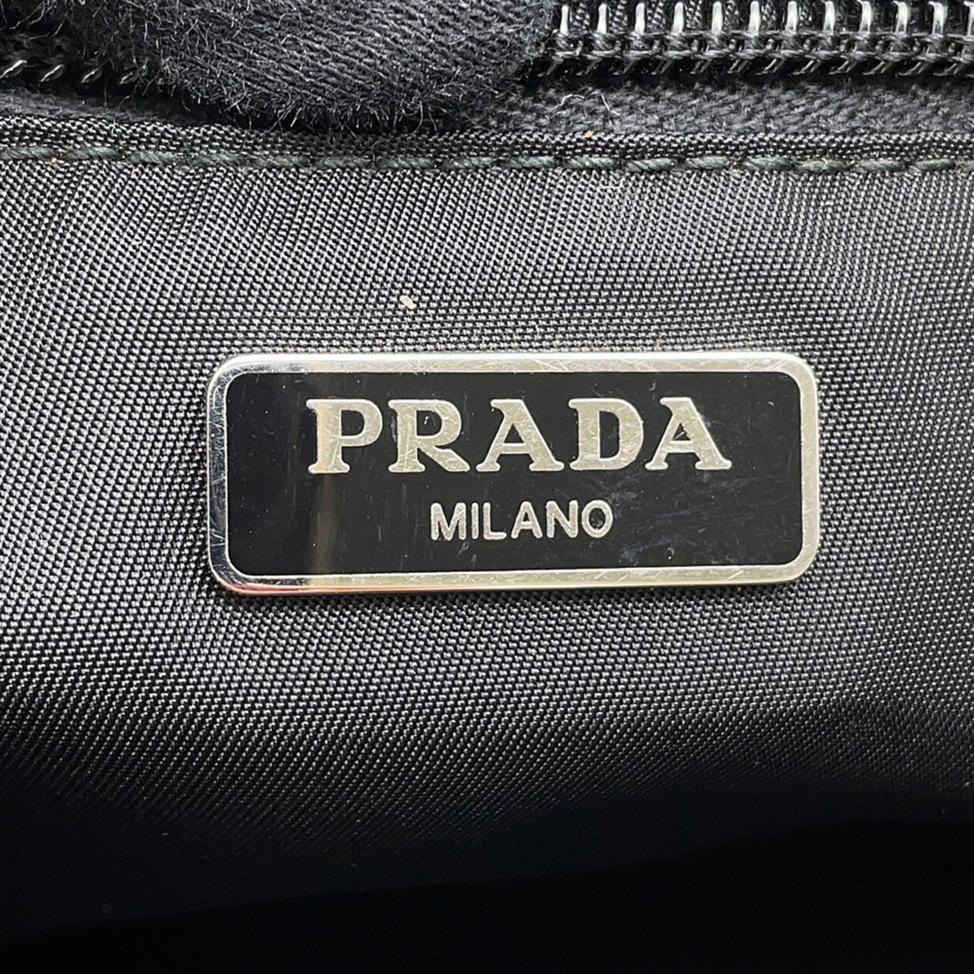 Prada Black Nylon Clutch Bag Handbag (Pre-Owned)
