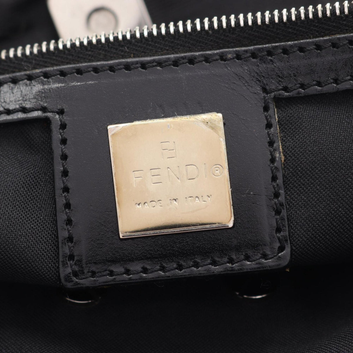 Fendi Black Nylon Leather Handbag Tote Bag (Pre-Owned)