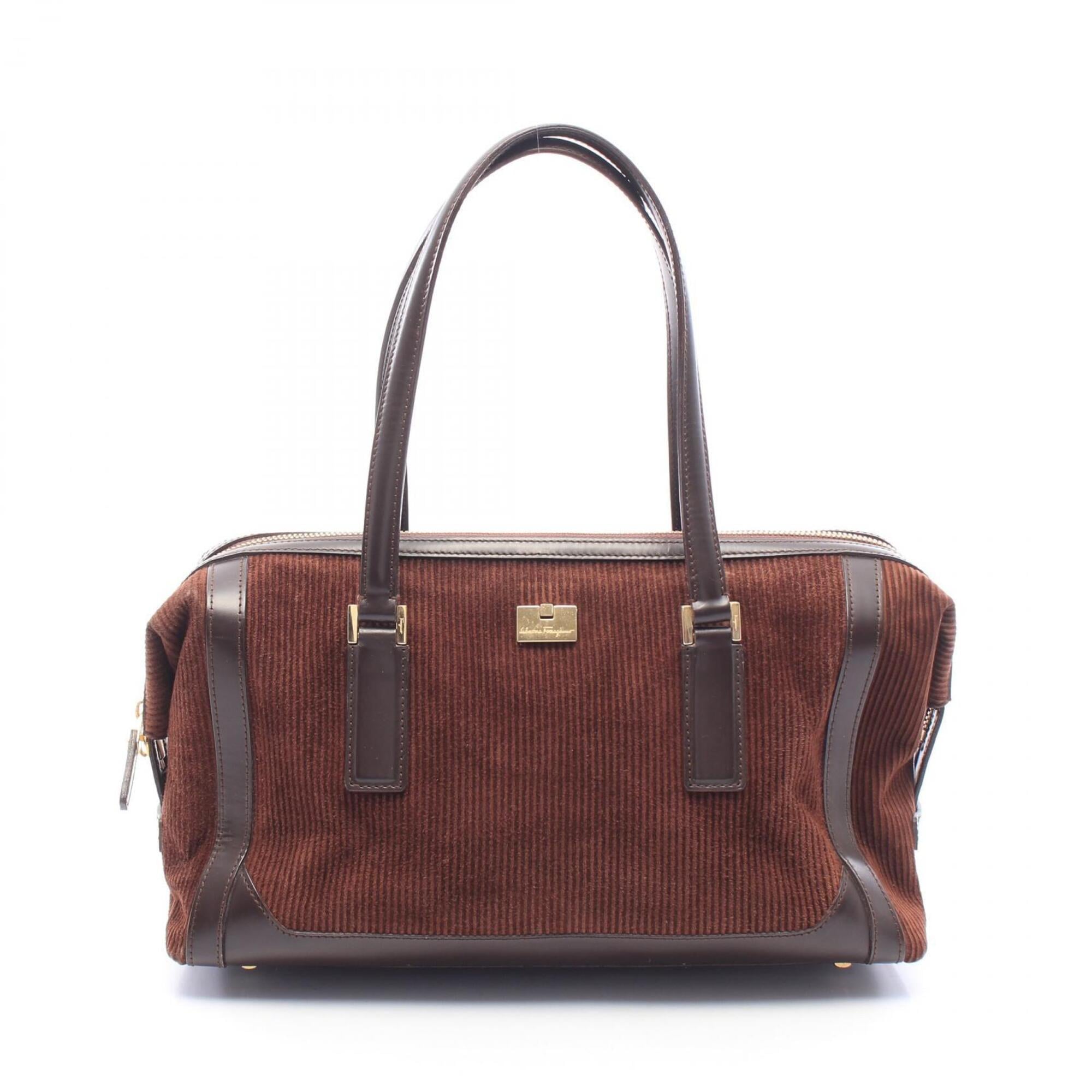Salvatore Ferragamo Brown Leather Fabric Handbag (Pre-Owned)