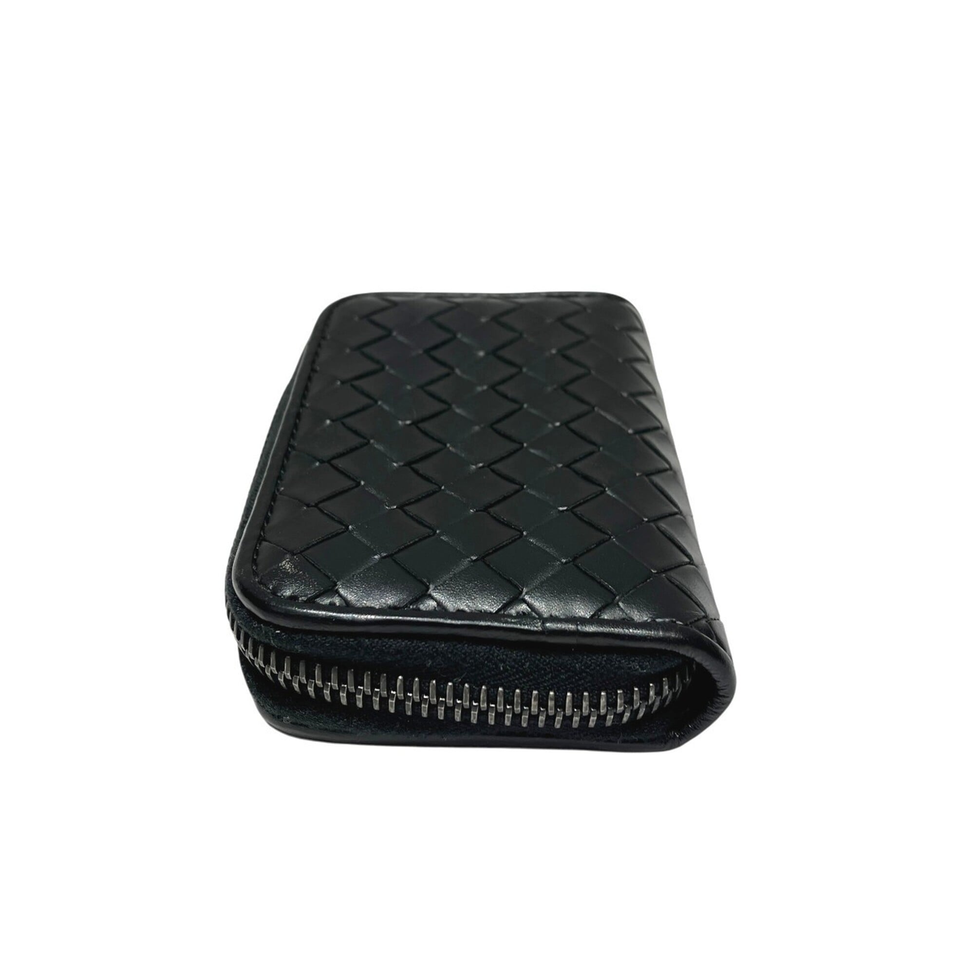 Bottega Veneta Black Leather Coin Purse/Coin Case (Pre-Owned)