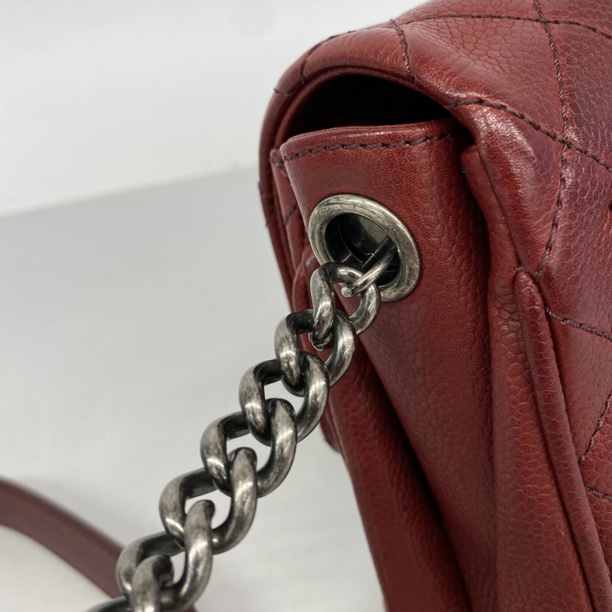 Chanel Bordeaux Grained Calfskin Shoulder Bag (Pre-Owned)