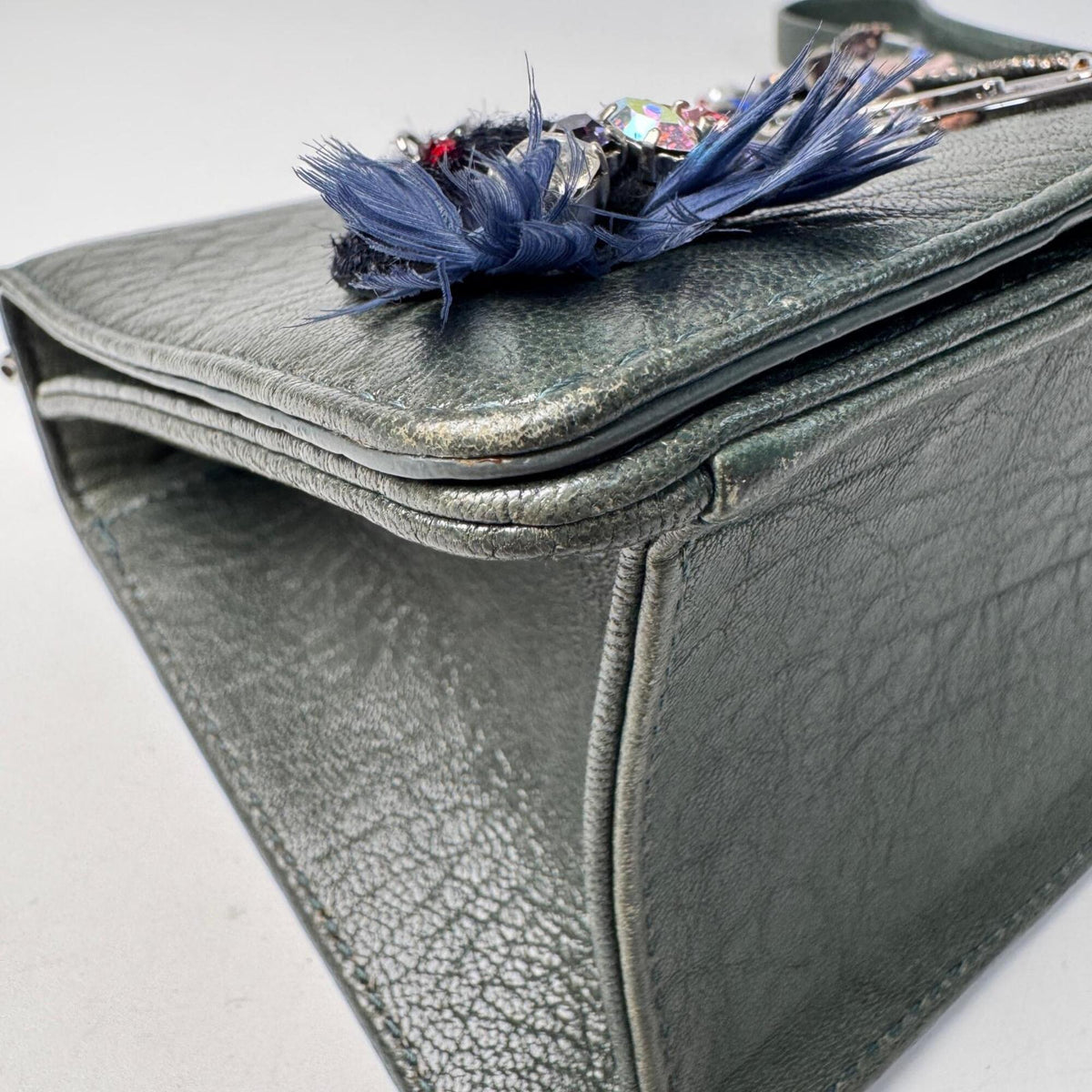 Christian Dior Dark Green Leather Shoulder Bag (Pre-Owned)