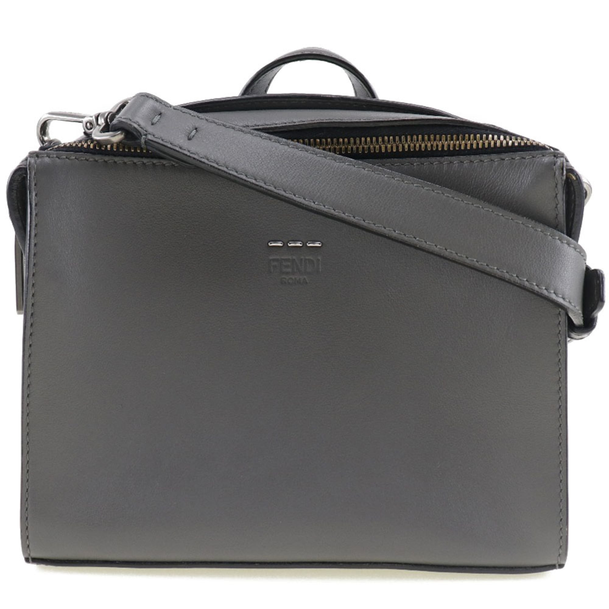 Fendi Gray Leather Handbag (Pre-Owned)