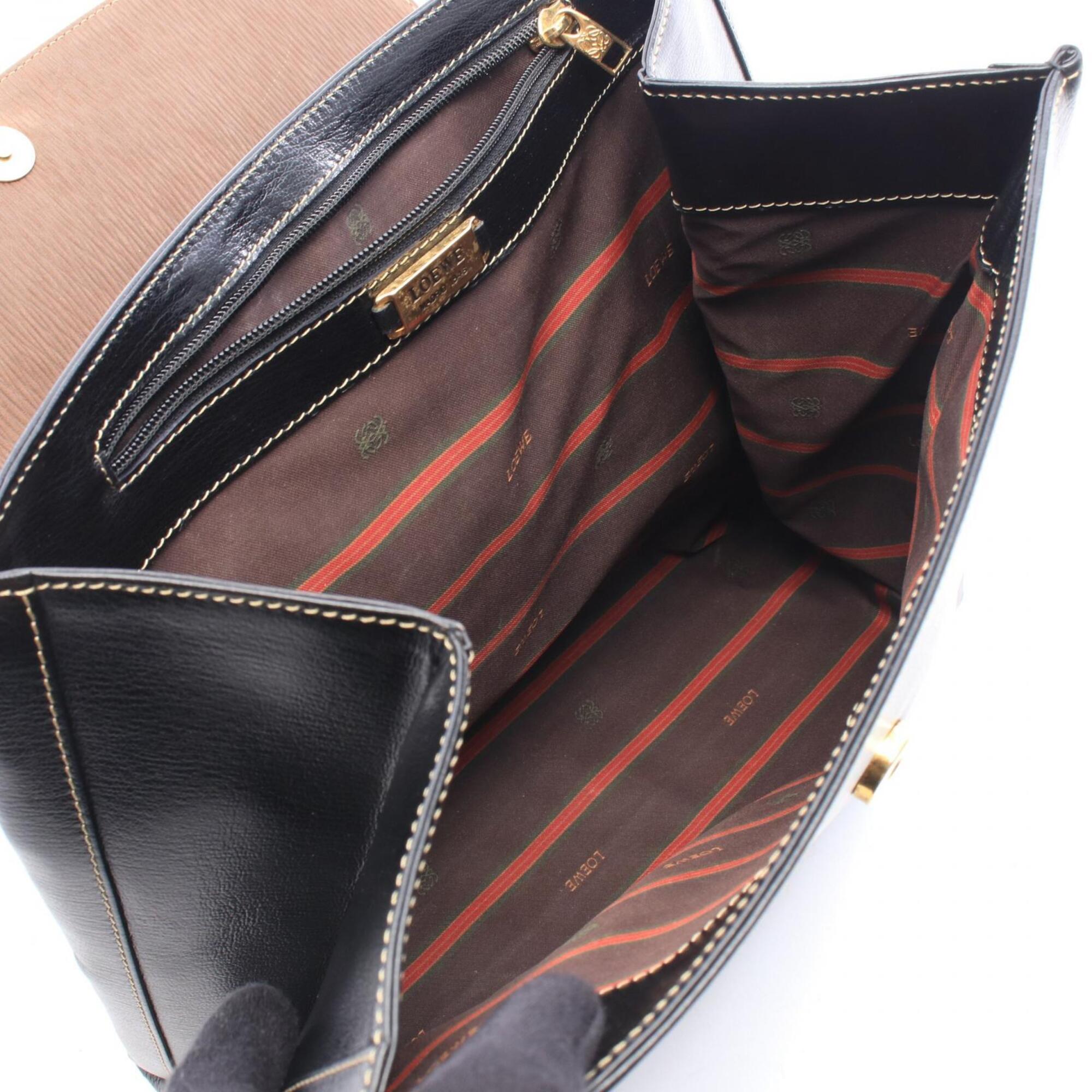 Loewe Black Brown Leather Handbag (Pre-Owned)