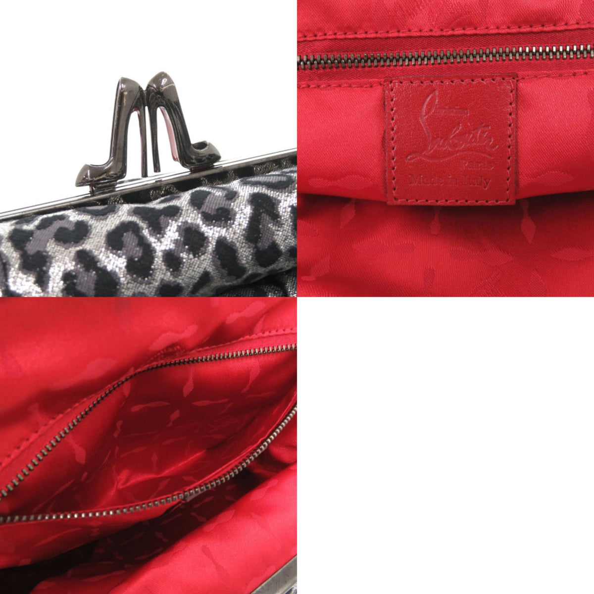 Christian Louboutin Gray Canvas Handbag Shoulder Bag (Pre-Owned)