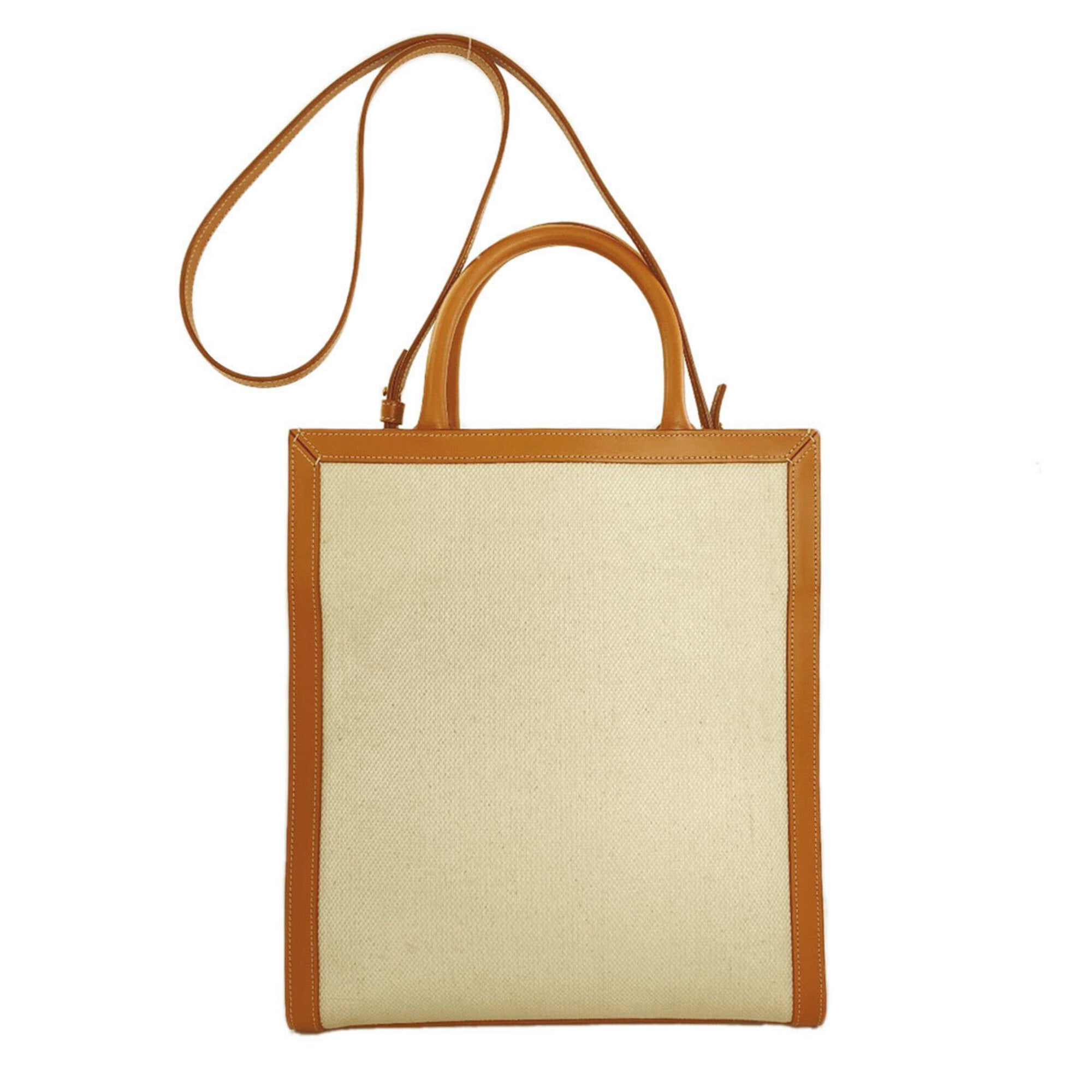 Celine Brown White Canvas Handbag (Pre-Owned)