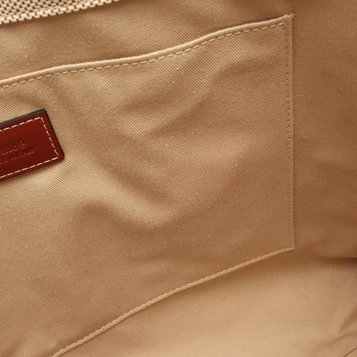 Chloé Beige Brown Canvas Leather Handbag Tote Bag (Pre-Owned)