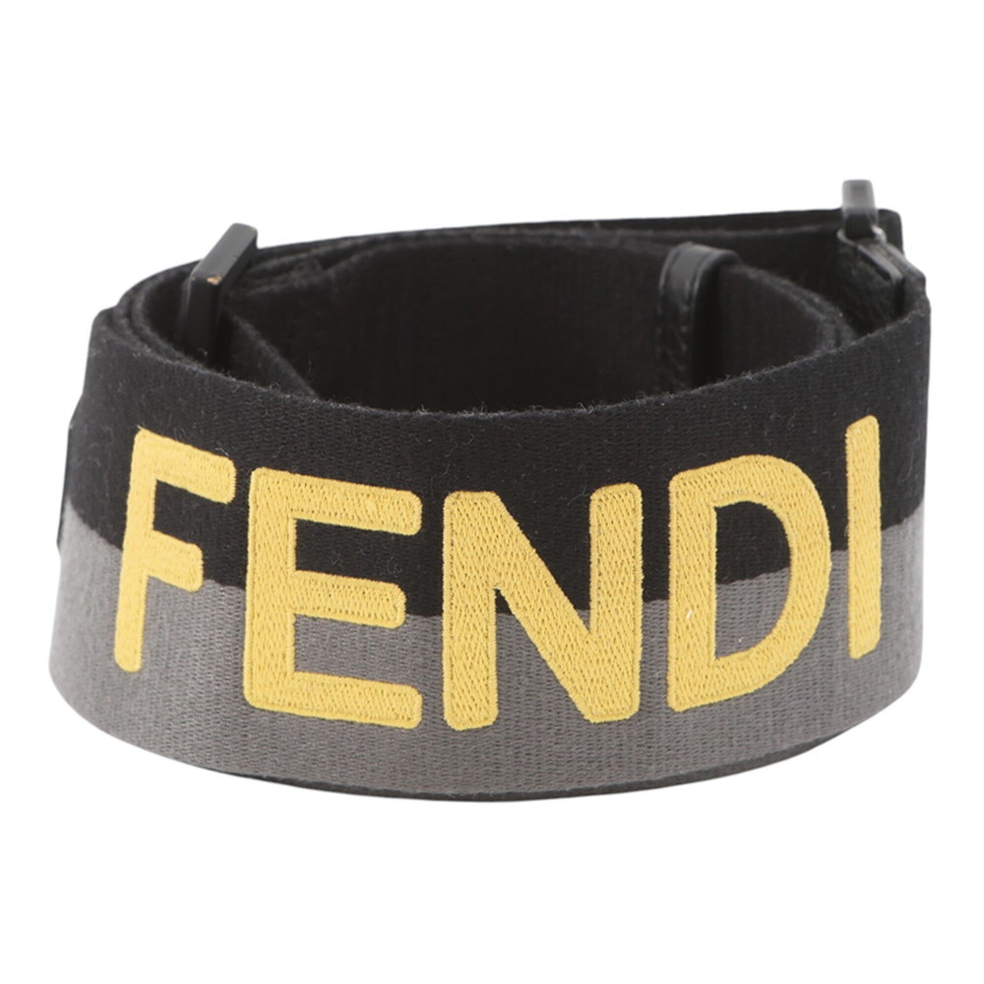 Fendi Black Gray Yellow Canvas Handbag (Pre-Owned)