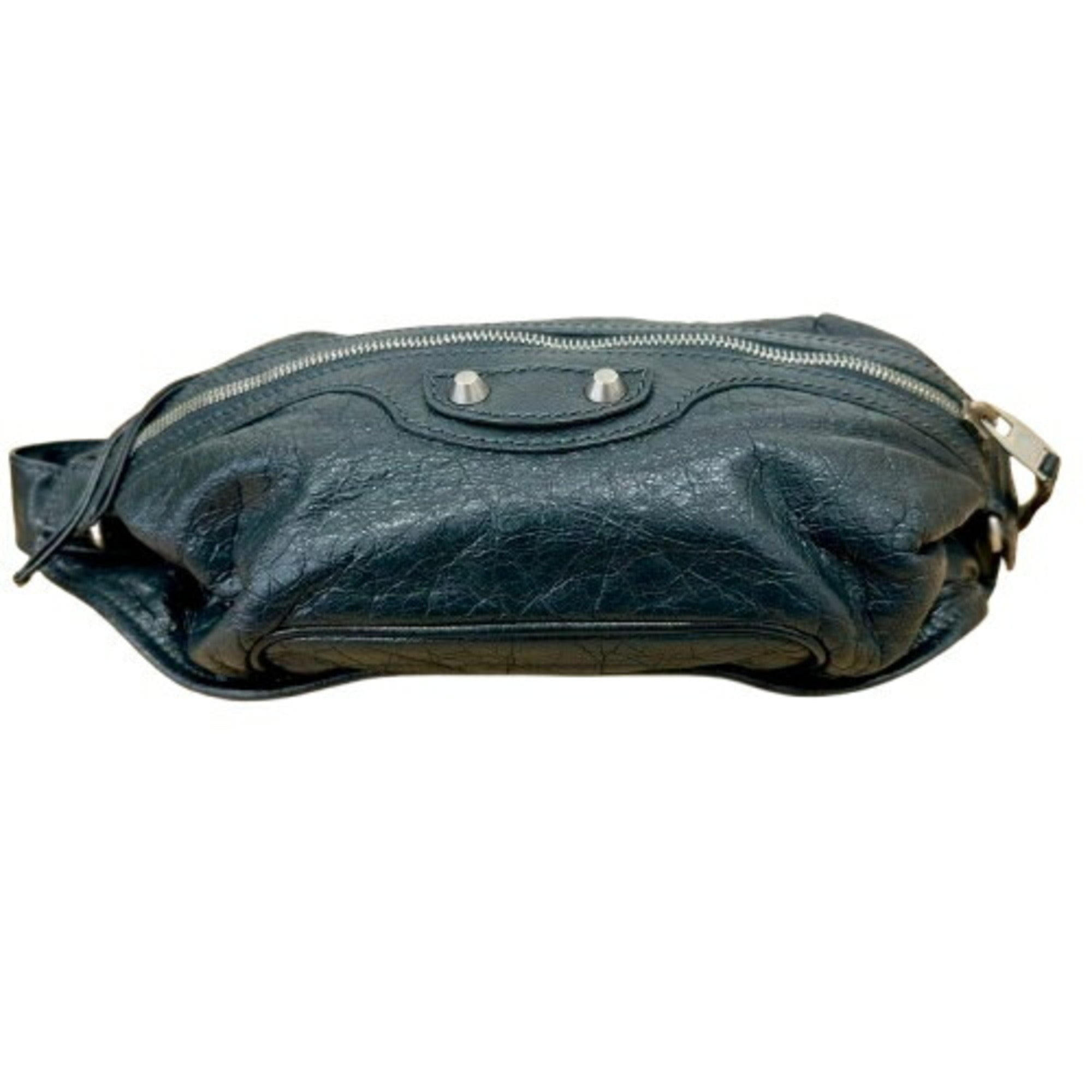 Balenciaga Gray Leather Fanny Pack Sling Bag (Pre-Owned)