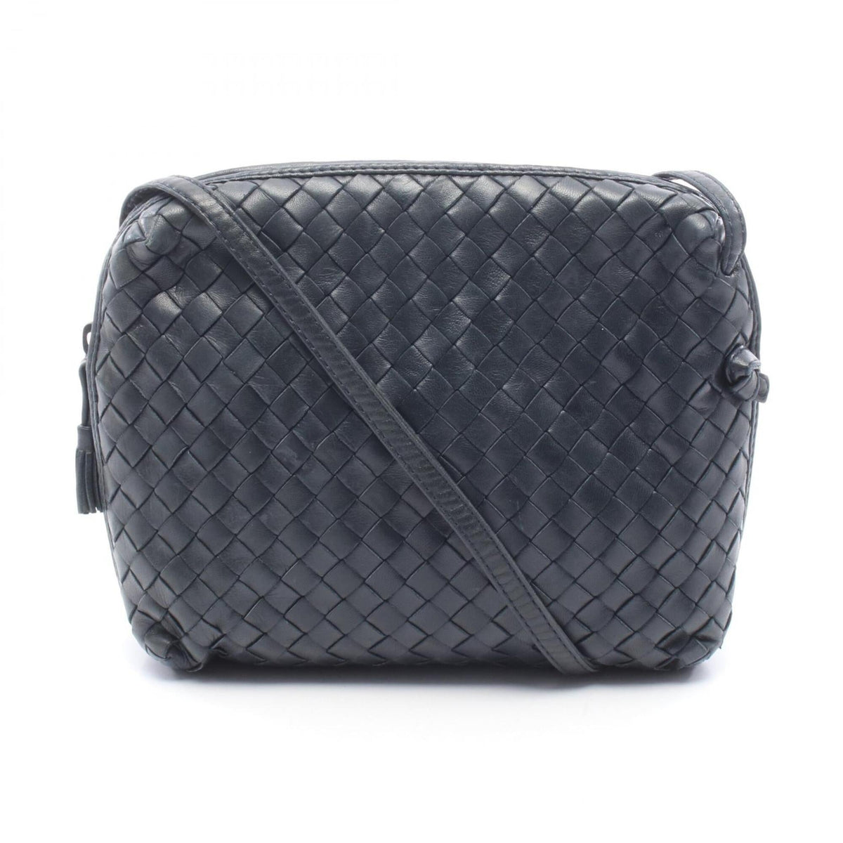 Bottega Veneta Navy Intrecciato Handbag Shoulder Bag (Pre-Owned)