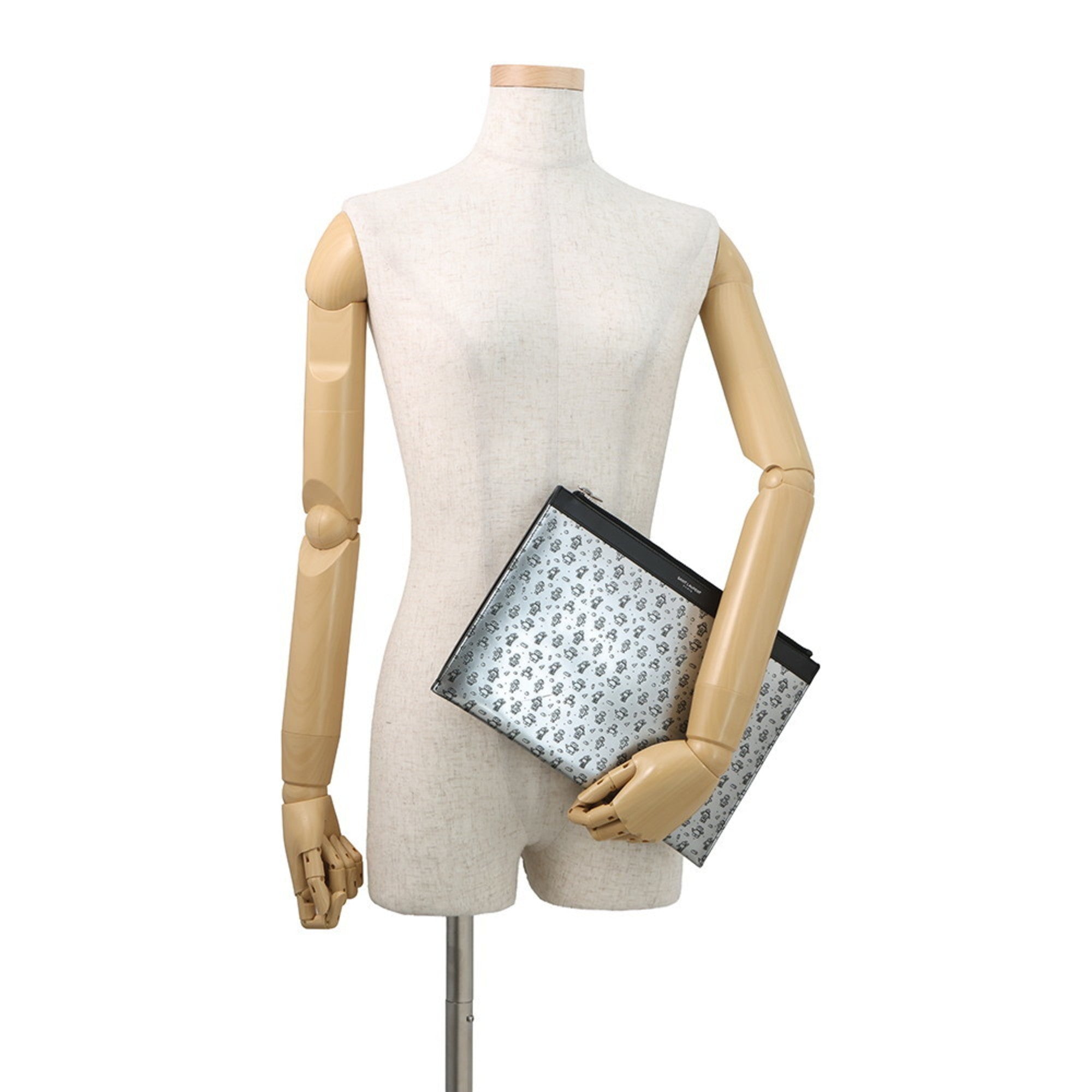 Yves Saint Laurent Black Leather Clutch Bag Handbag (Pre-Owned)