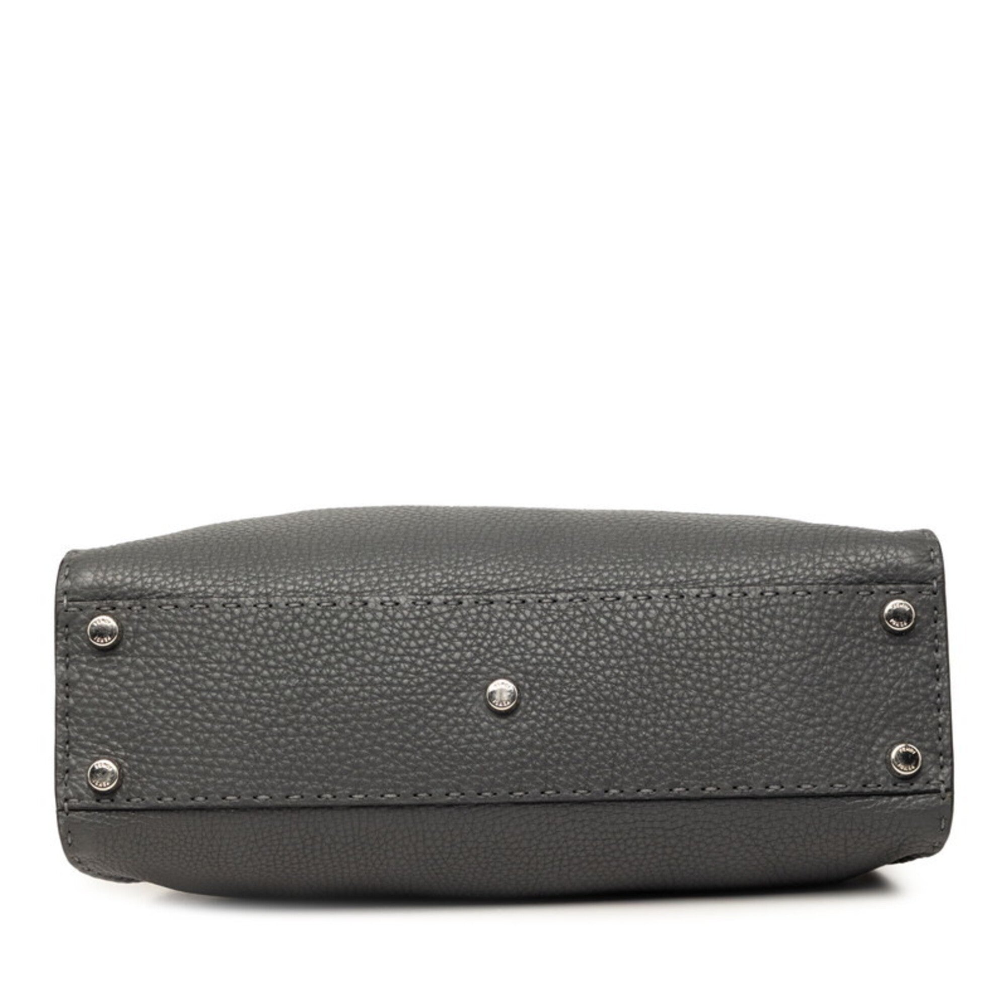 Fendi Selleria Gray Leather Handbag (Pre-Owned)