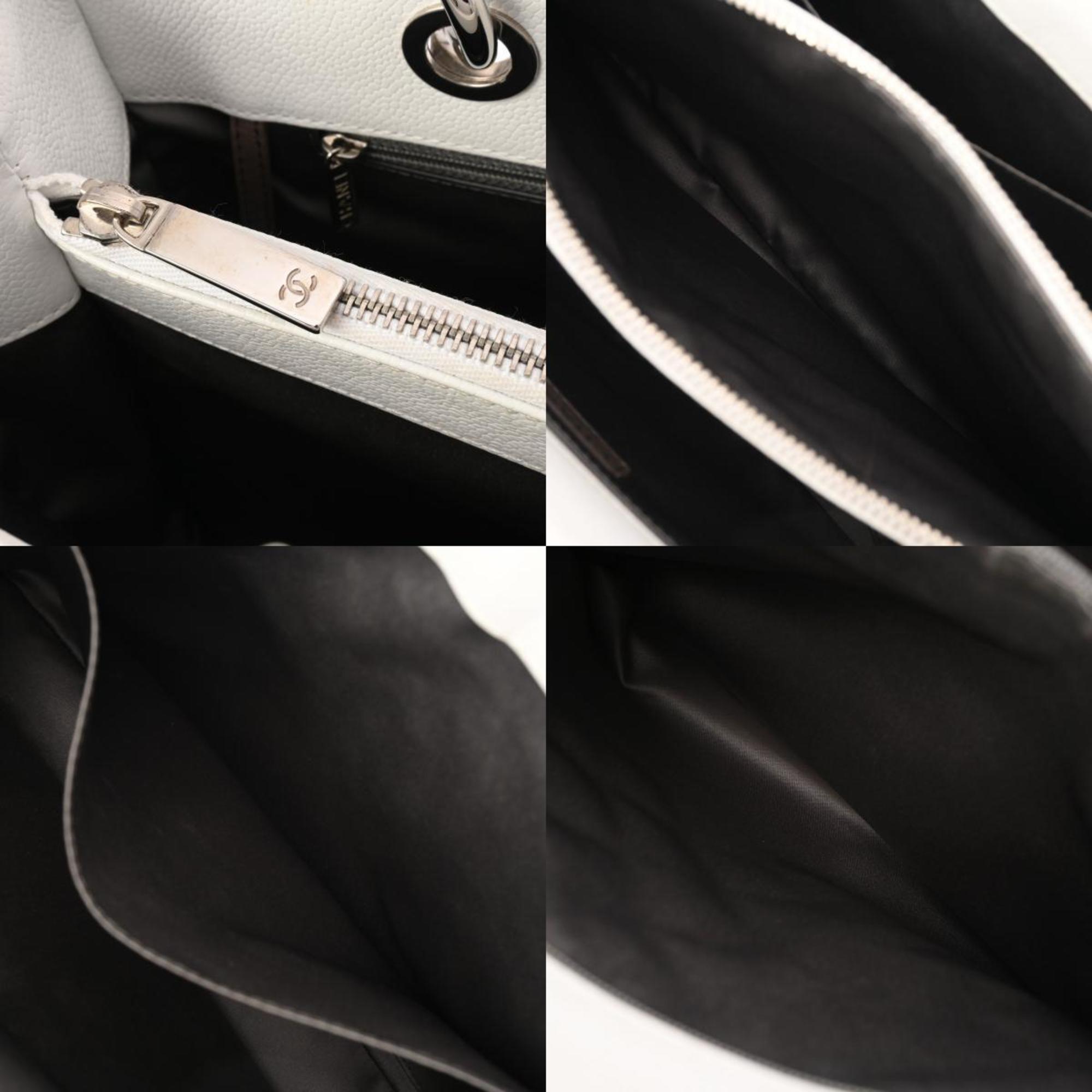 Chanel Black White Caviar Leather Tote Bag (Pre-Owned)