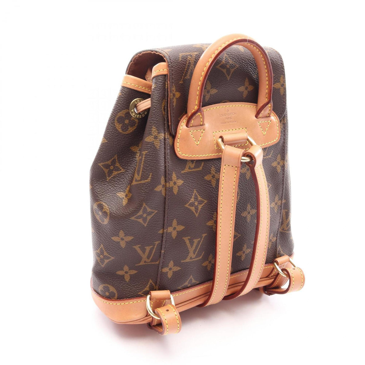 Louis Vuitton Brown Coated Canvas Leather Backpack Handbag (Pre-Owned)