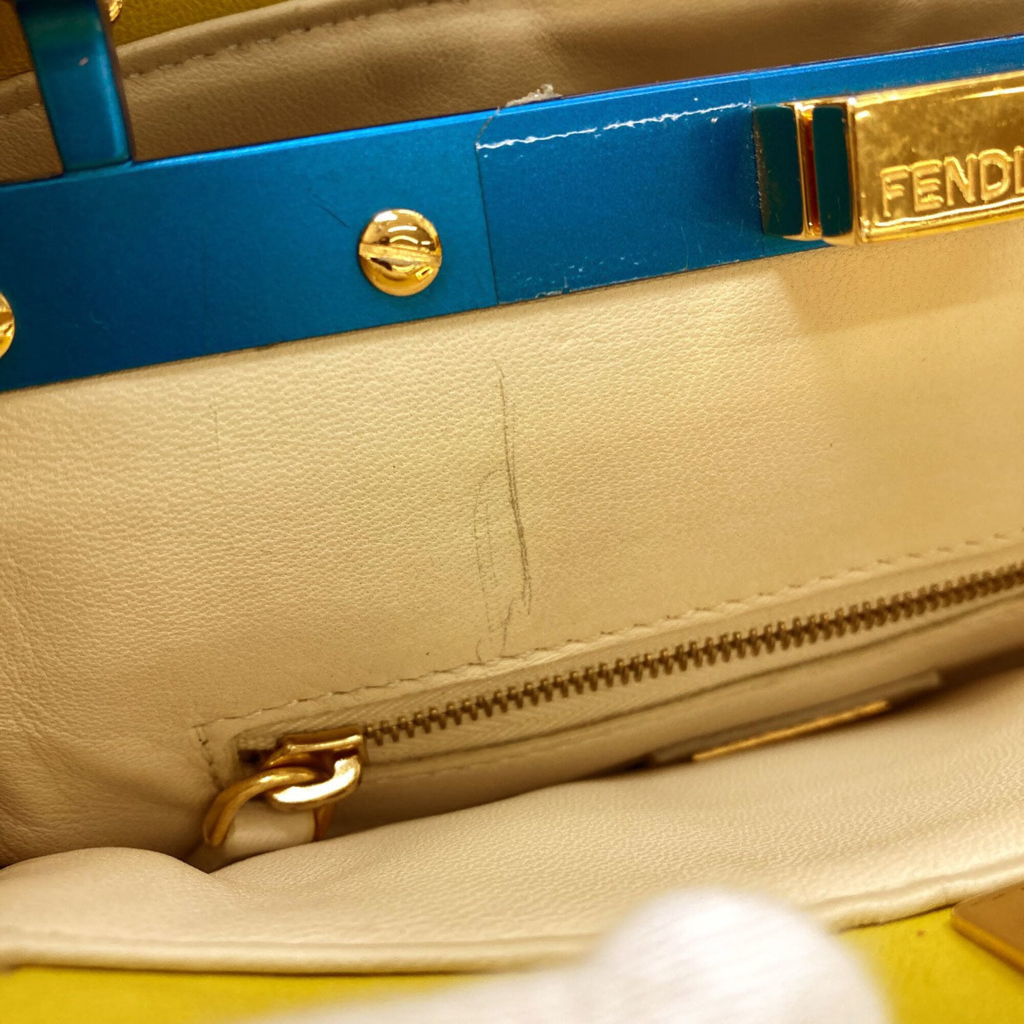 Fendi Blue Yellow Leather Handbag (Pre-Owned)
