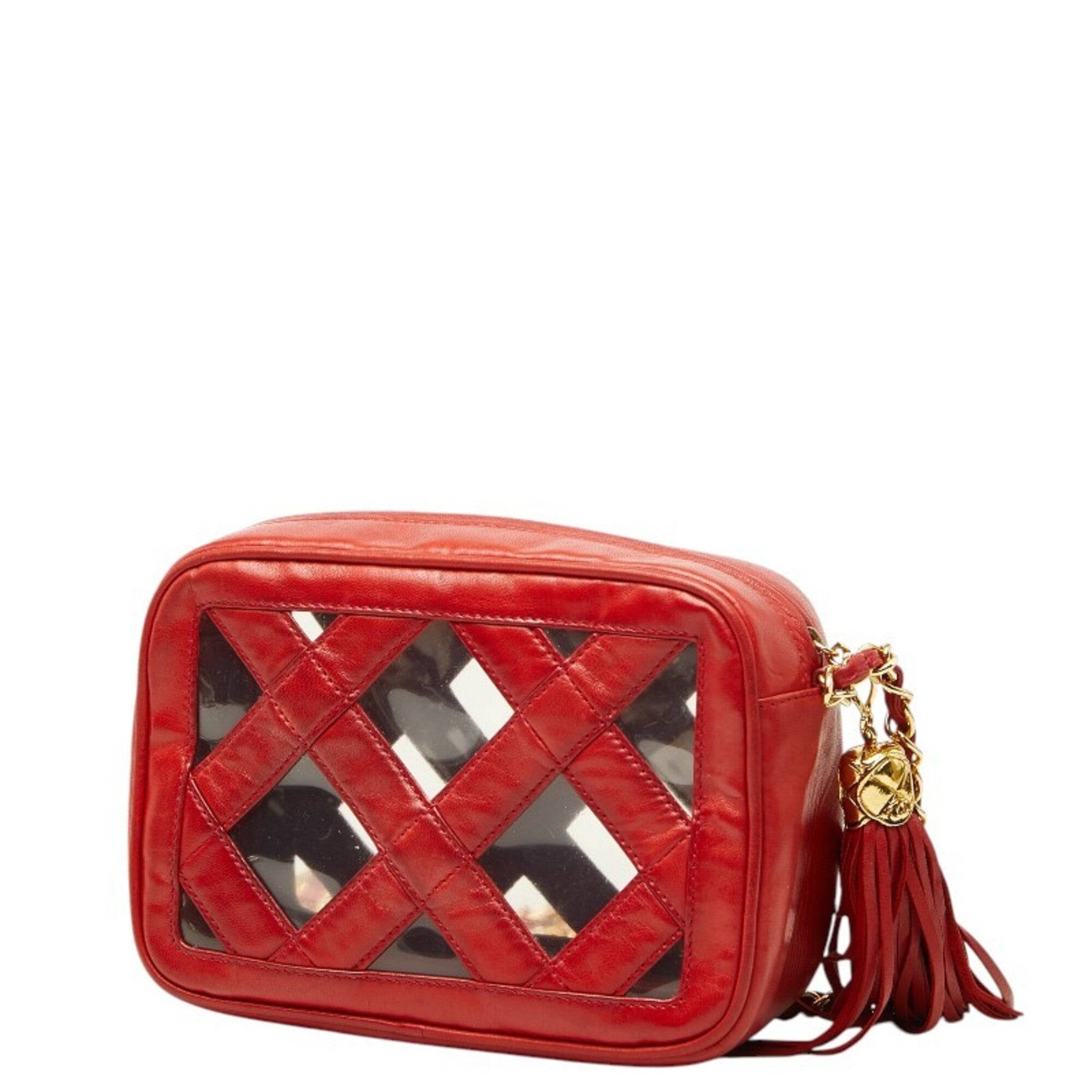 Chanel Red Color Vinyl Leather Shoulder Bag (Pre-Owned)