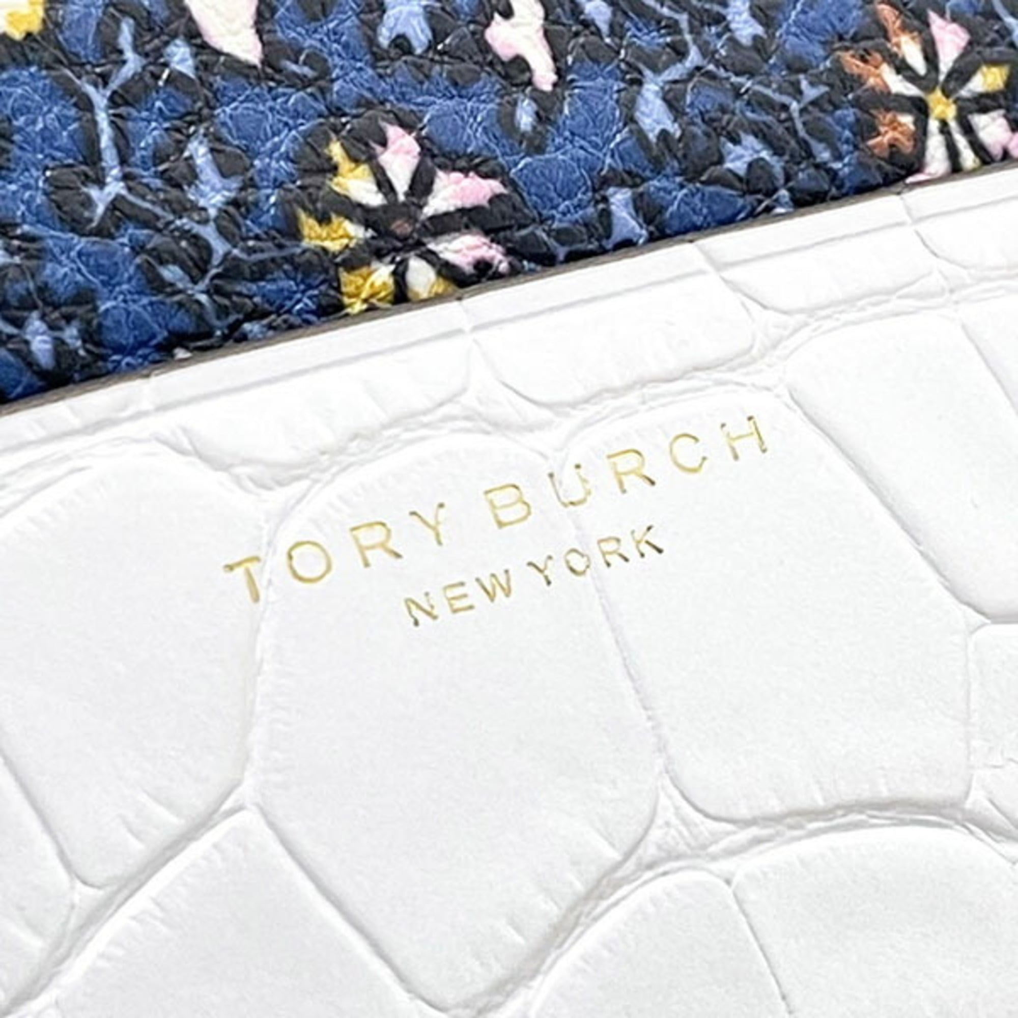 Tory Burch Ivory Multi-Color Navy Leather Shoulder Bag (Pre-Owned)