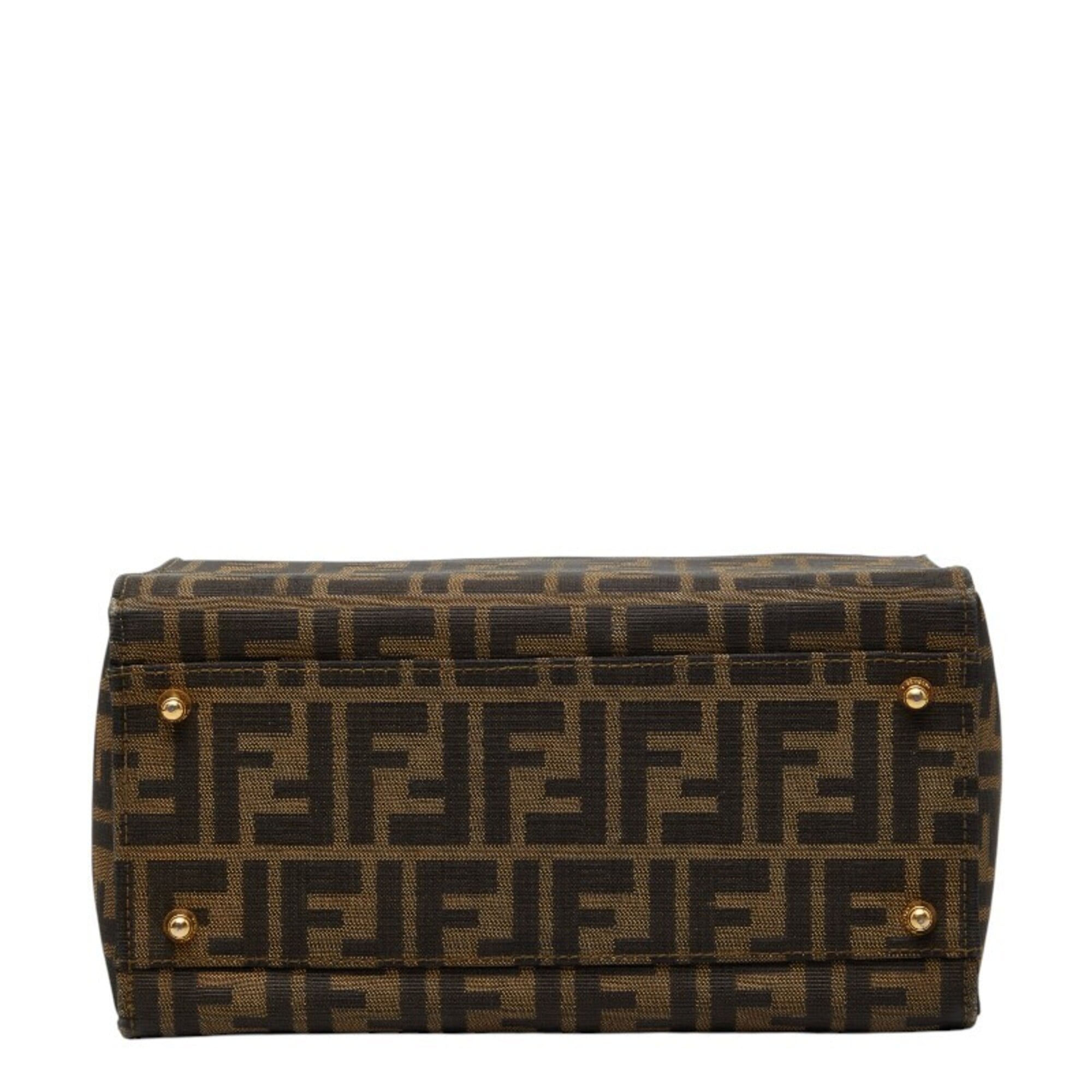 Fendi Brown Canvas Leather Handbag Shoulder Bag (Pre-Owned)