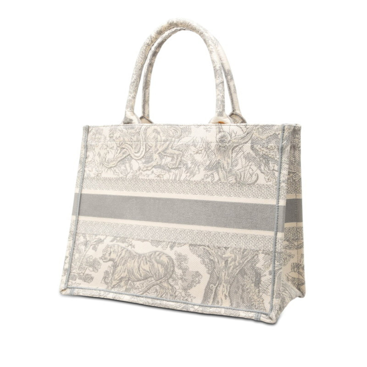 Christian Dior Gray Ivory Canvas Tote Bag (Pre-Owned)