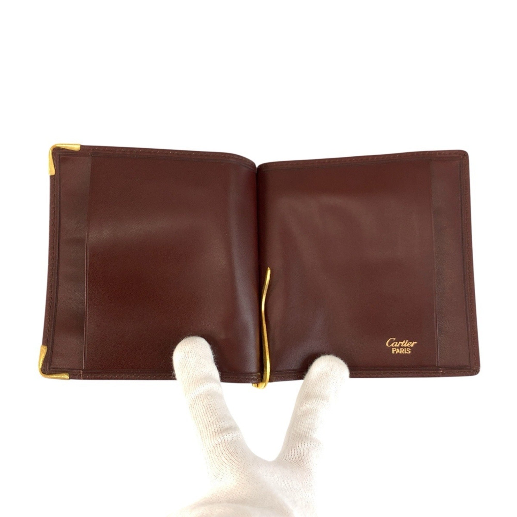 Cartier Bordeaux Leather Money Clip (Pre-Owned)