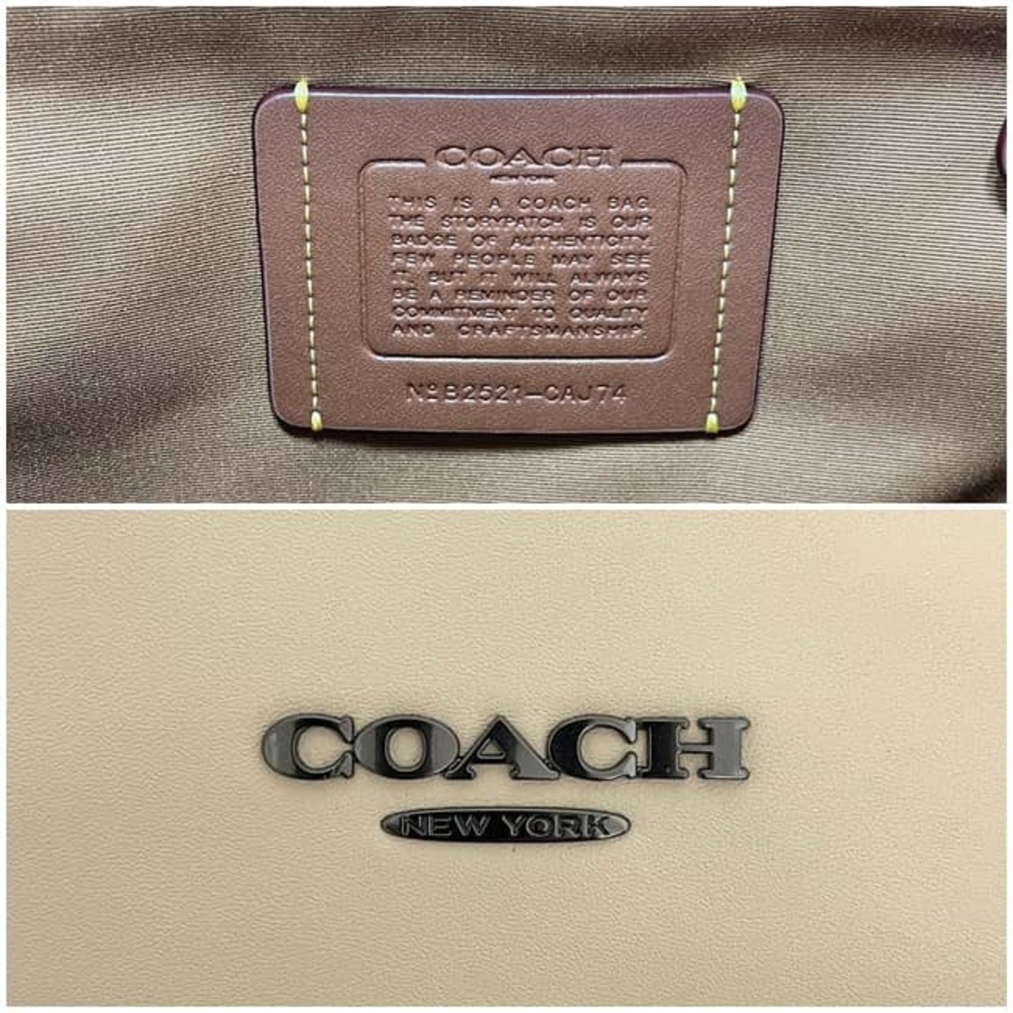 Coach Signature Beige White Leather Backpack (Pre-Owned)