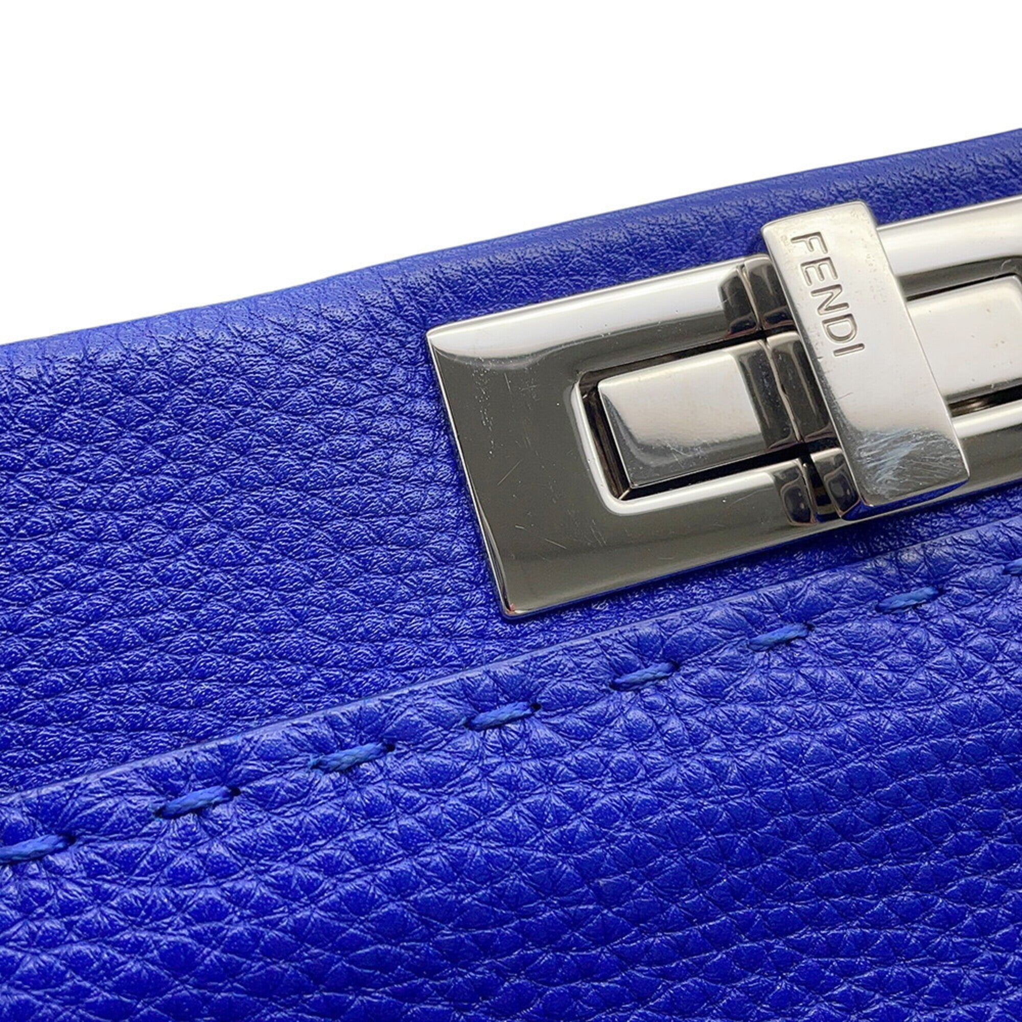 Fendi Blue Leather Handbag Shoulder Bag (Pre-Owned)