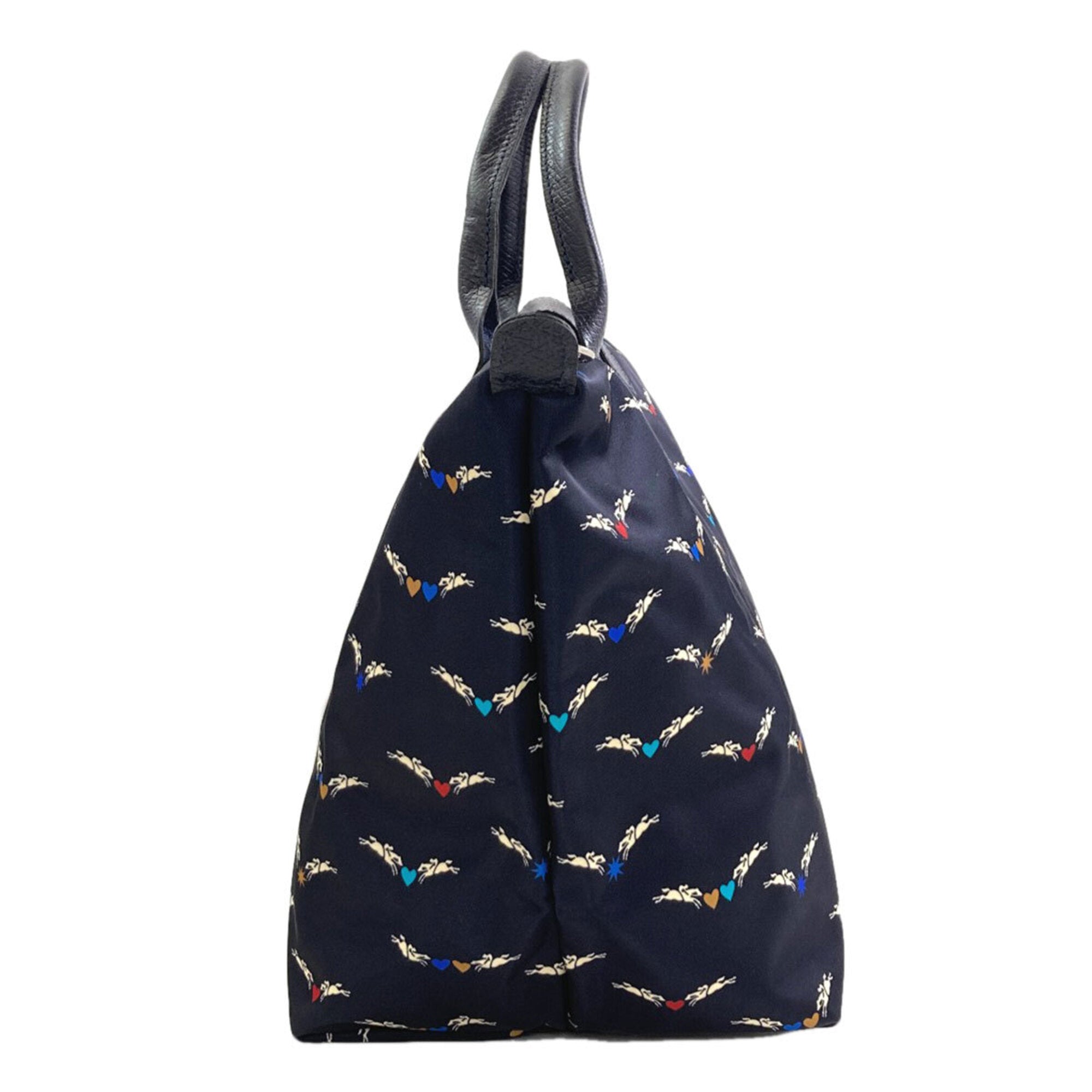 Longchamp Le Pliage Navy Nylon Leather Handbag (Pre-Owned)