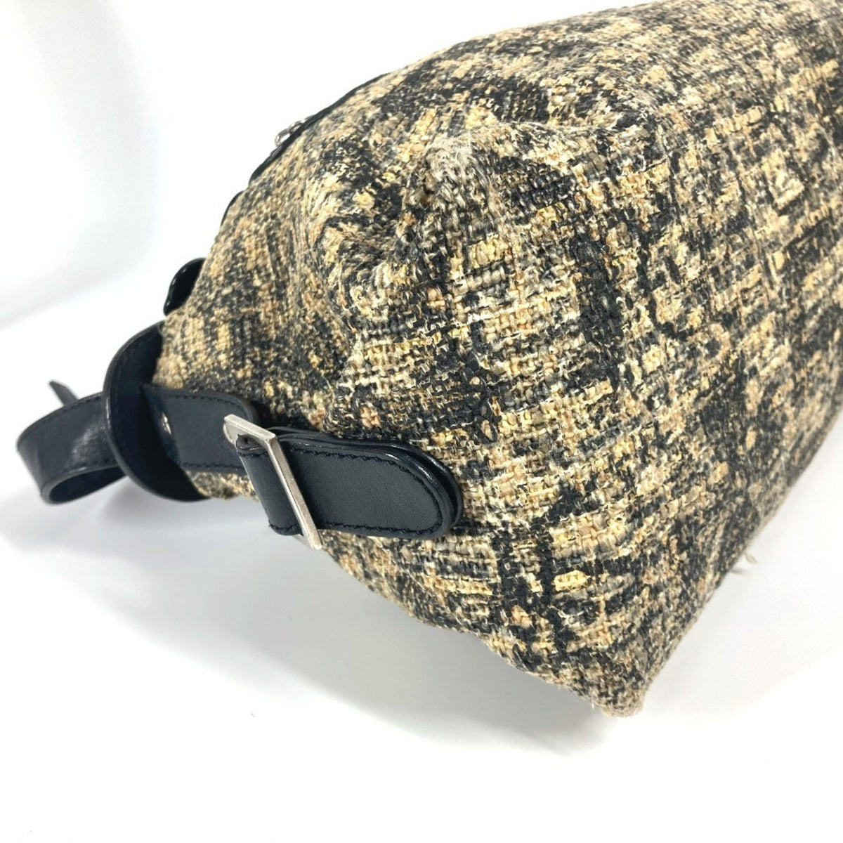 Chanel Beige Black Yellow Canvas Leather Shoulder Bag (Pre-Owned)