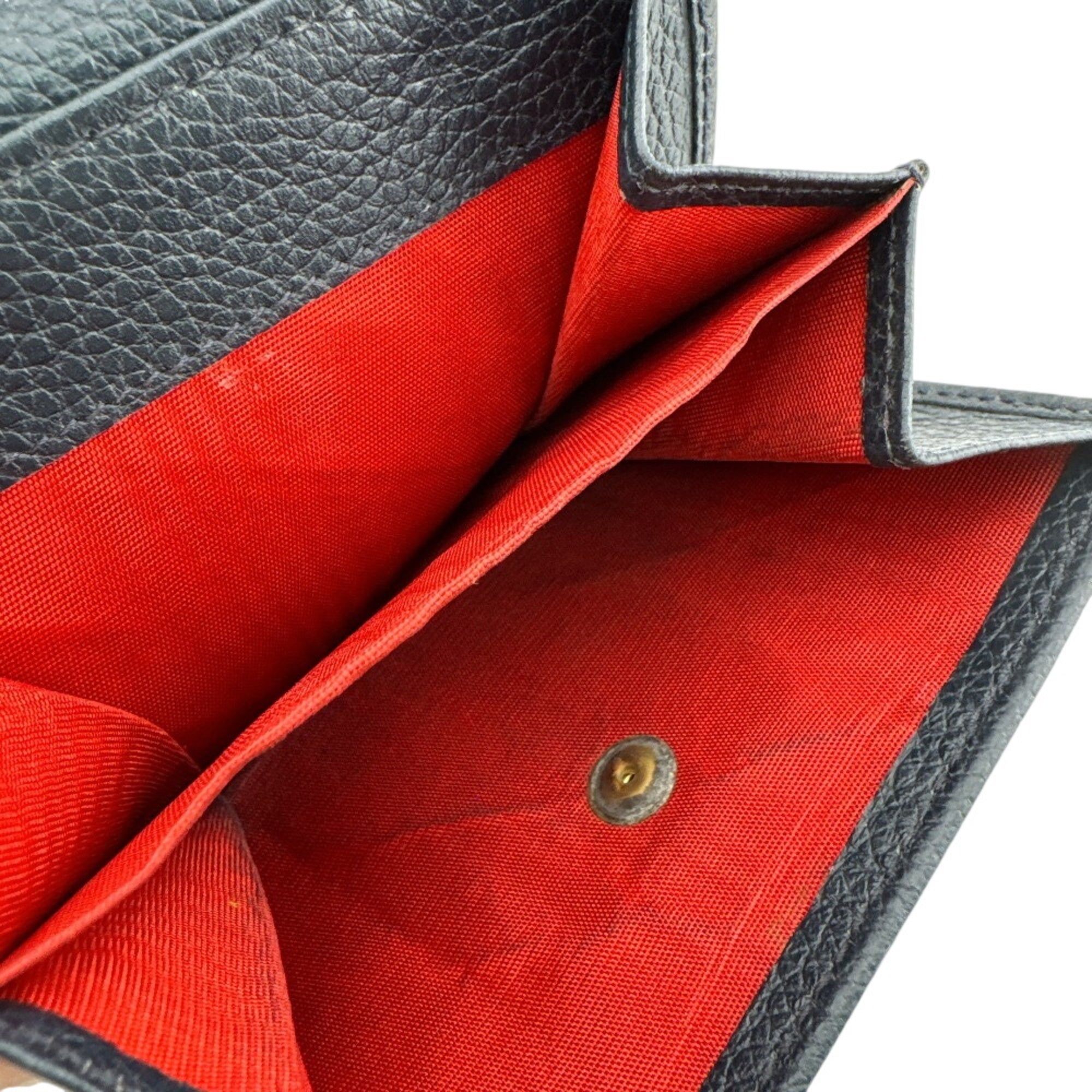 Celine Navy Red Color Leather Wallet (Tri-Fold) (Pre-Owned)