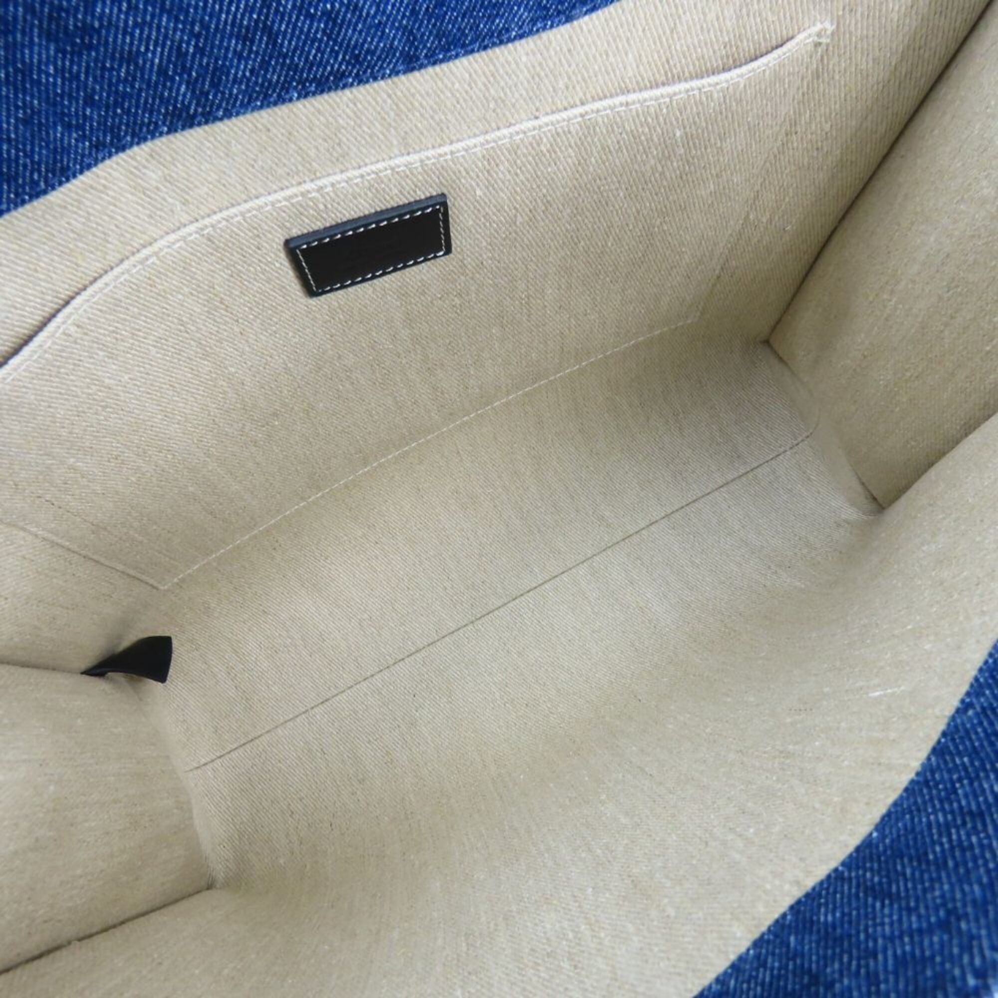 Chloé Blue White Cotton Denim Leather Tote Bag (Pre-Owned)