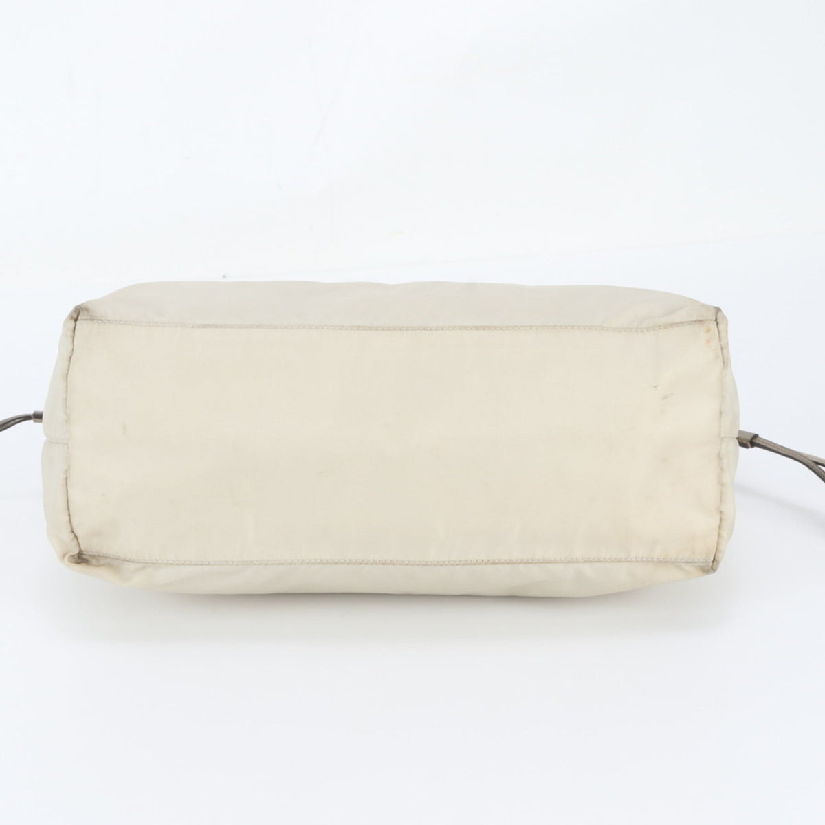 Prada Beige Leather Nylon Handbag Shoulder Bag Tote Bag (Pre-Owned)
