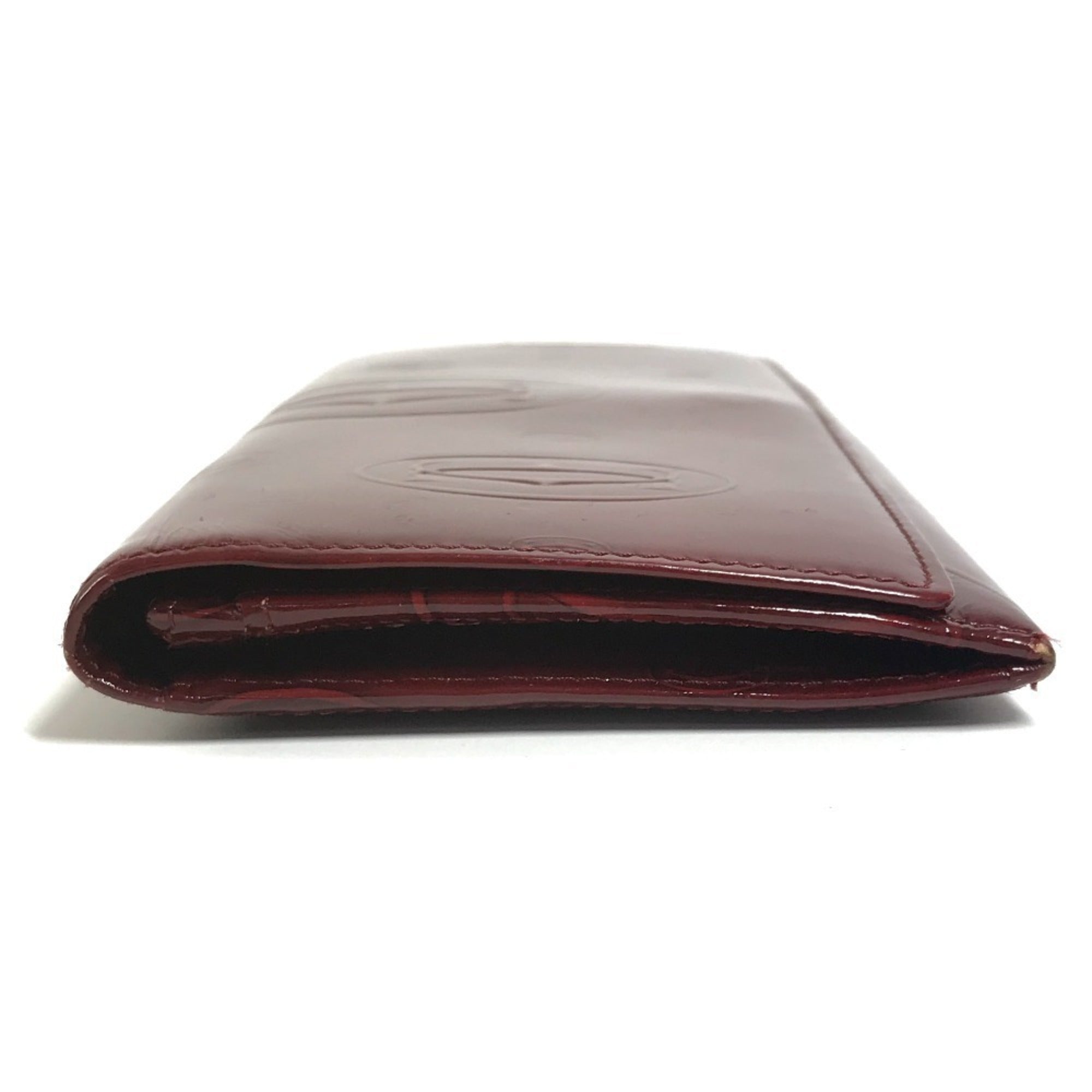 Cartier Red Color Patent Leather Long Wallet (Bi-Fold) (Pre-Owned)