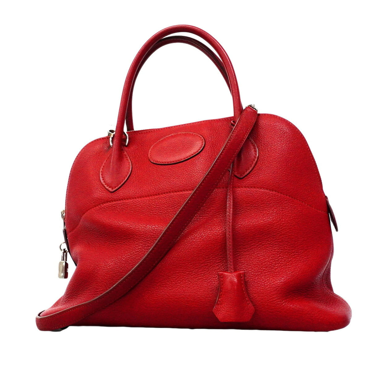 Hermes Rouge Casaque Taurillon Clemence Leather Handbag (Pre-Owned)
