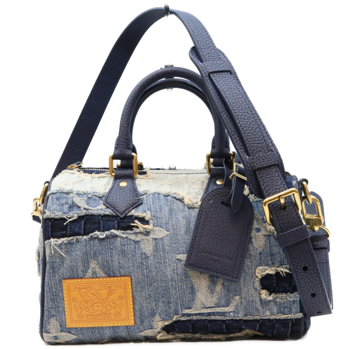 Louis Vuitton Gold Monogram Denim Boston Bag Shoulder Bag (Pre-Owned)