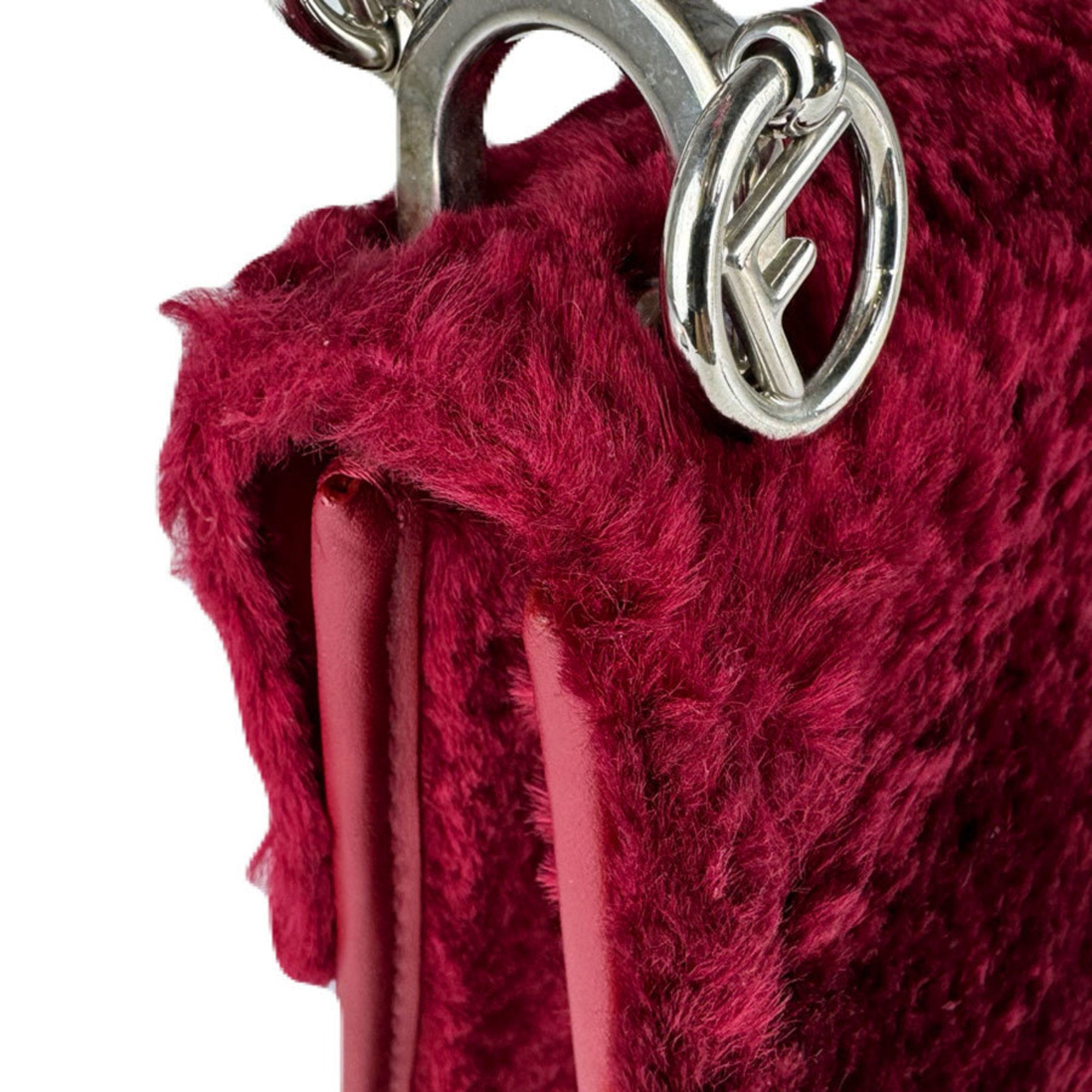 Fendi Red Color Fur Shoulder Bag (Pre-Owned)