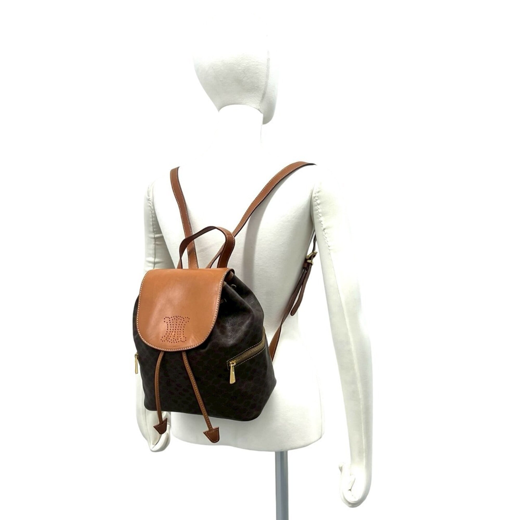 Celine Brown Leather Pvc Backpack (Pre-Owned)