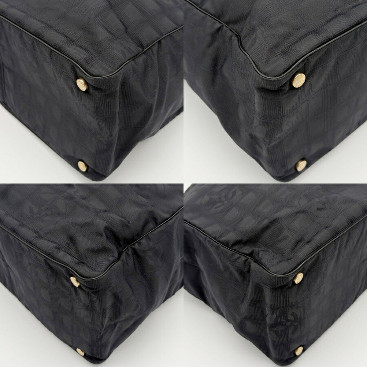 Chanel Black Nylon Jacquard Leather Tote Bag (Pre-Owned)
