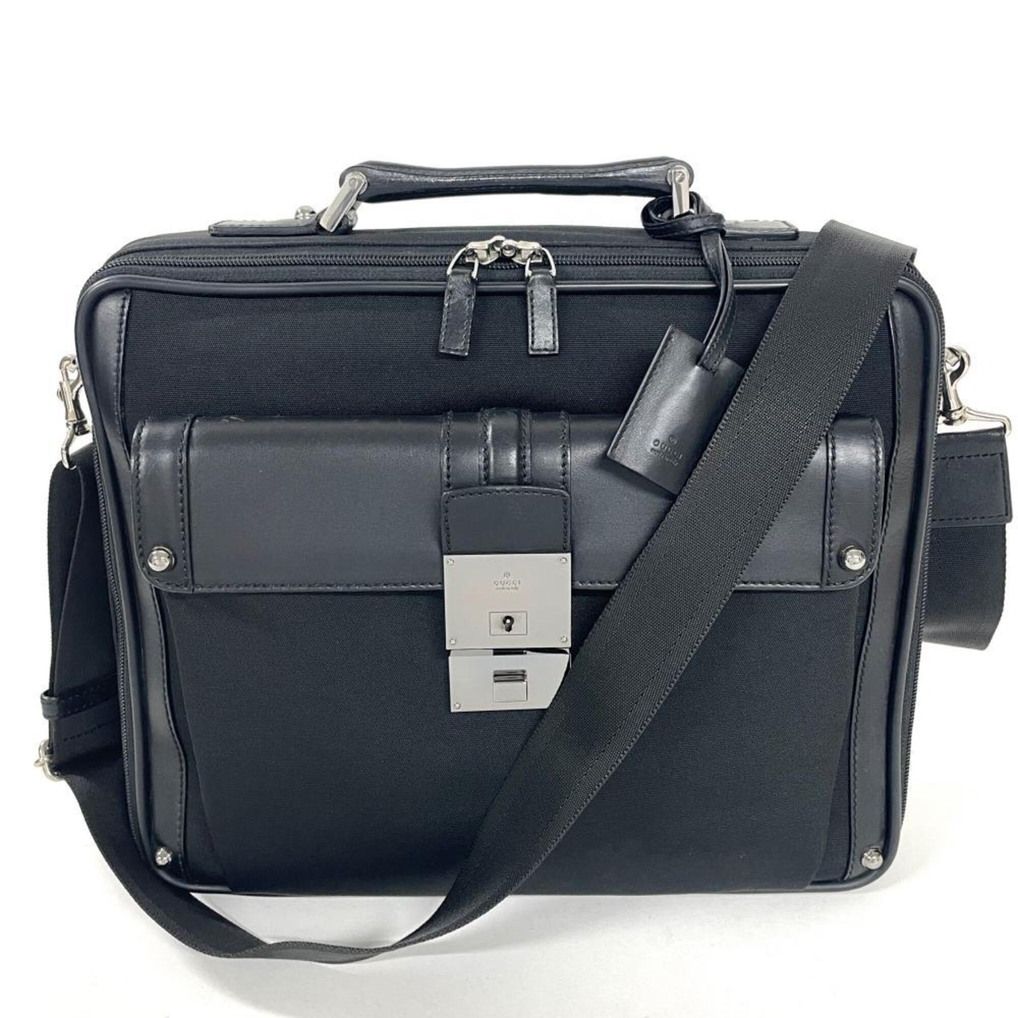 Gucci Black Nylon Leather Briefcase (Pre-Owned)
