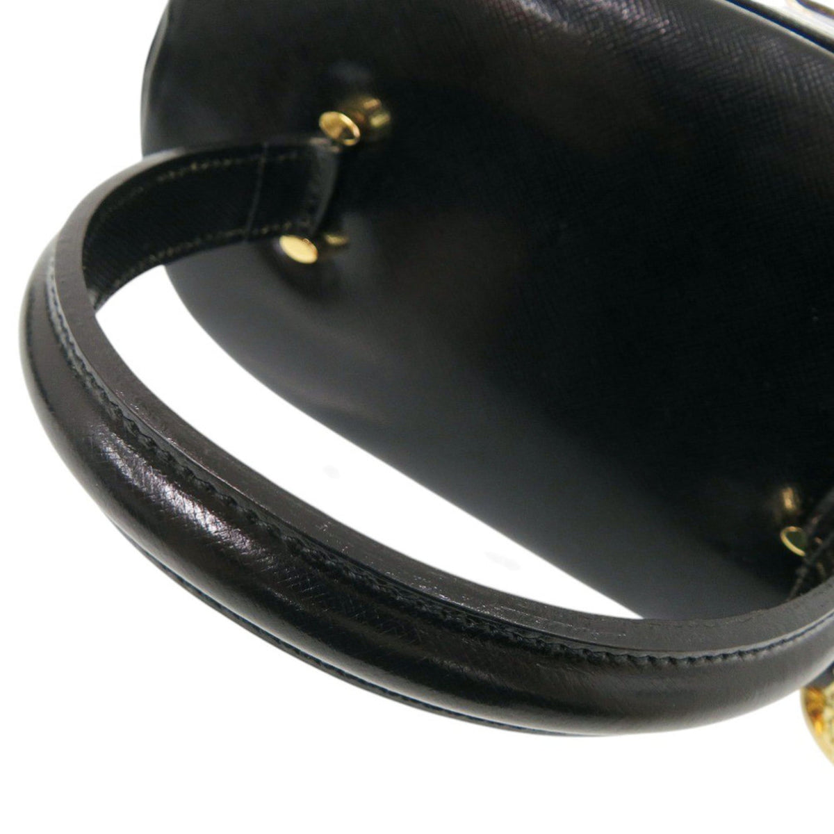Versace Black Leather Handbag Vanity Bag (Pre-Owned)