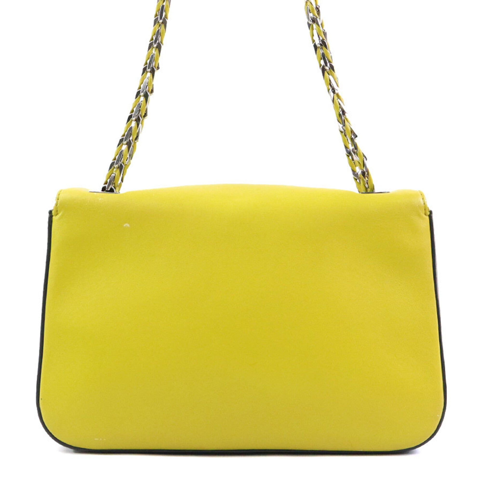 Fendi Gray Yellow Leather Shoulder Bag (Pre-Owned)