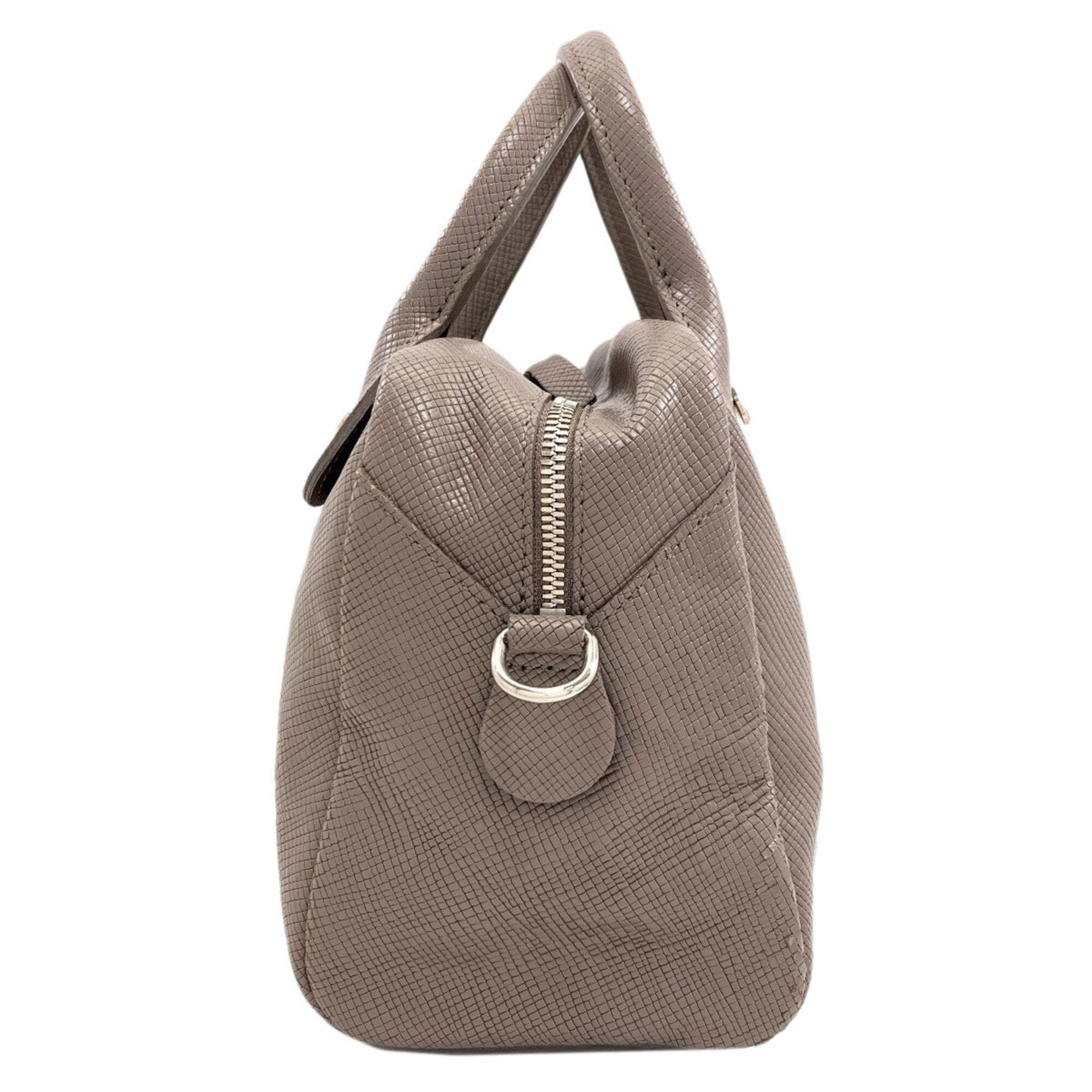 Longchamp Grayish Leather Handbag (Pre-Owned)