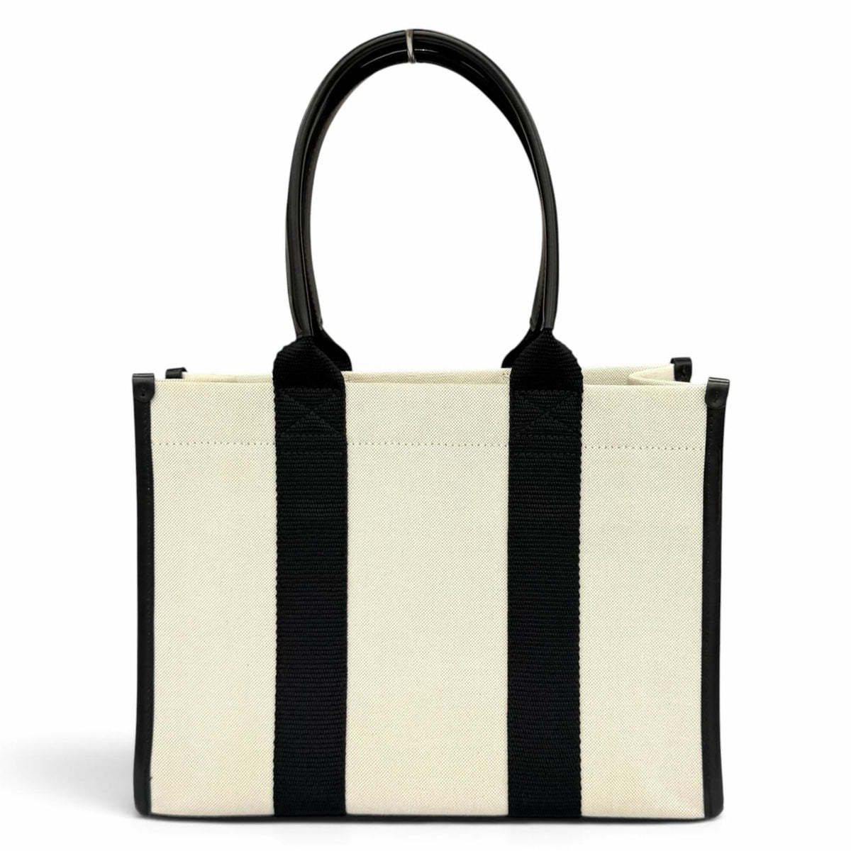 Balenciaga Black Ivory Canvas Leather Handbag (Pre-Owned)