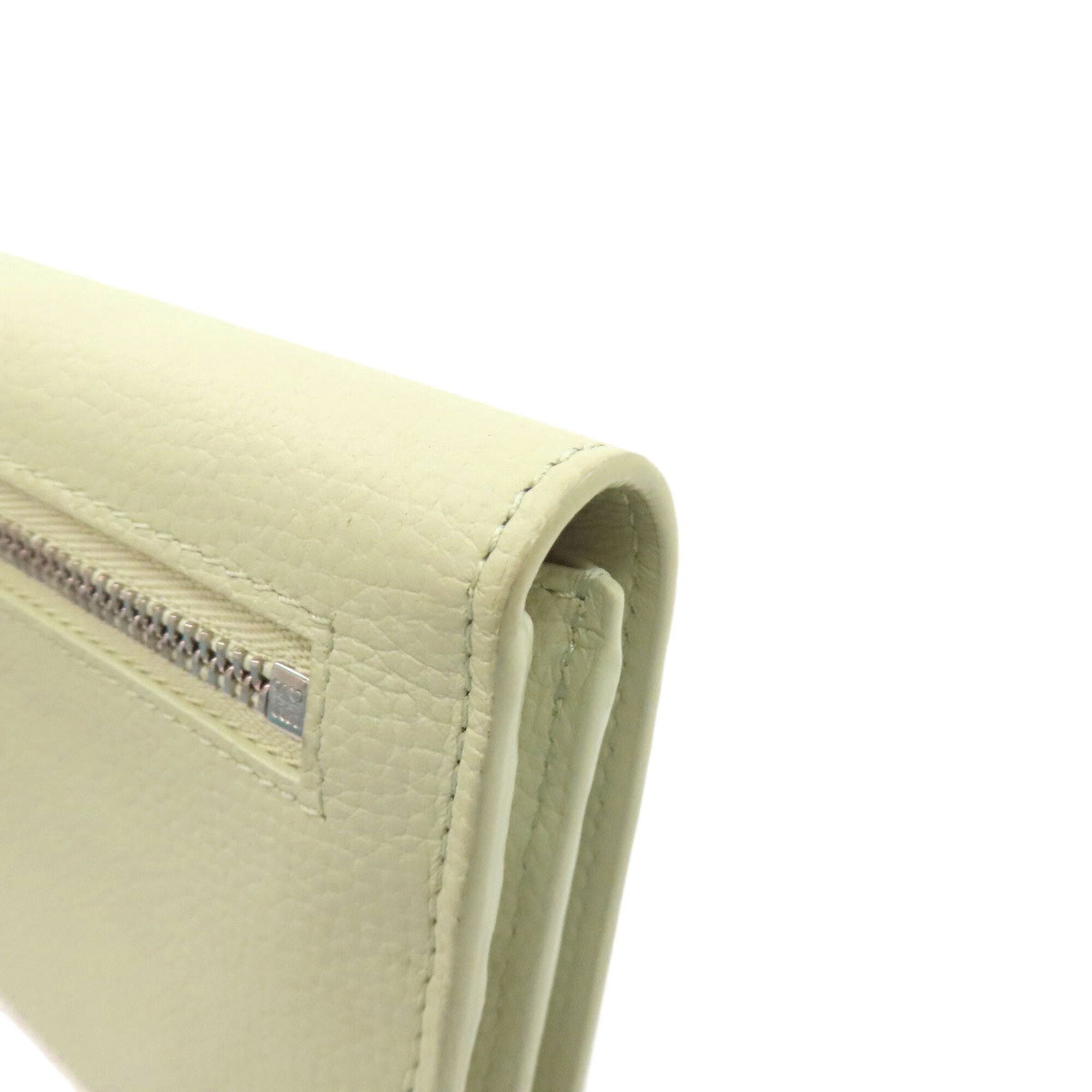 Loewe Light Green Leather Long Wallet (Bi-Fold) (Pre-Owned)