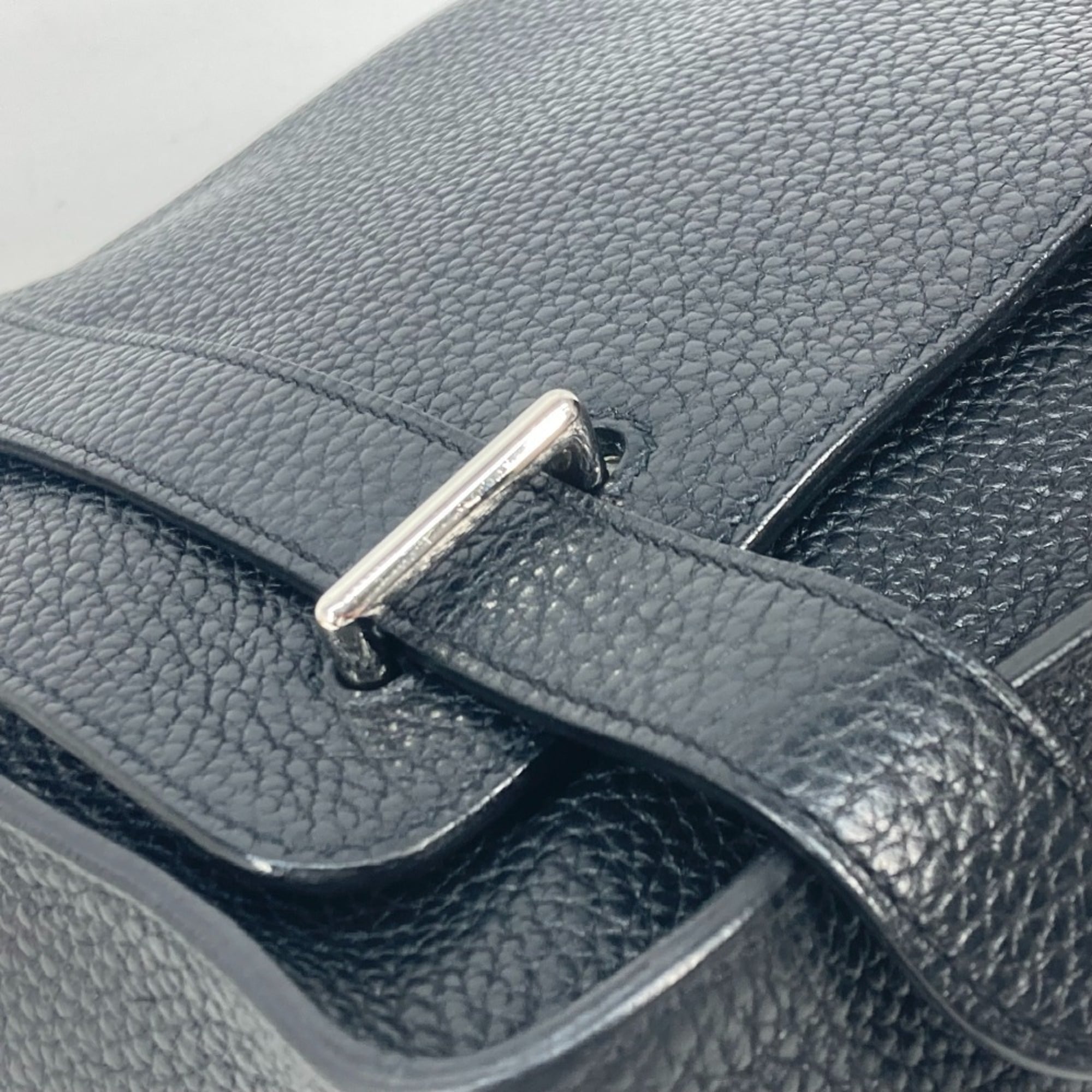 Hermes Black Blue Taurillon Clemence Leather Messenger Bag Shoulder Bag (Pre-Owned)